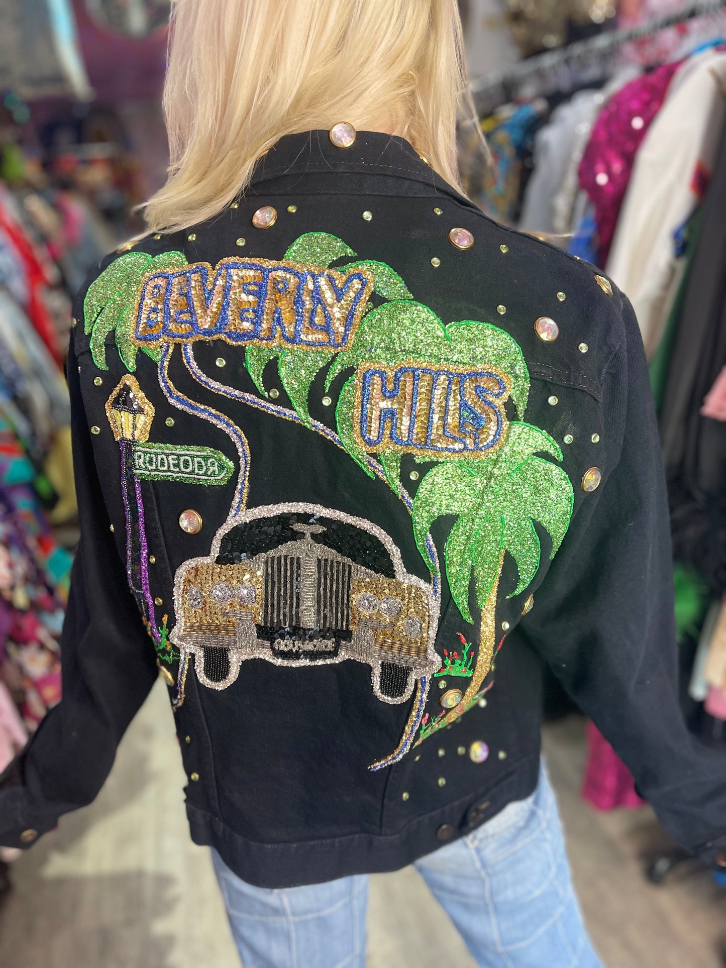 Vintage 80s Black Beverly Hills Sequin Jacket - Spark Pretty