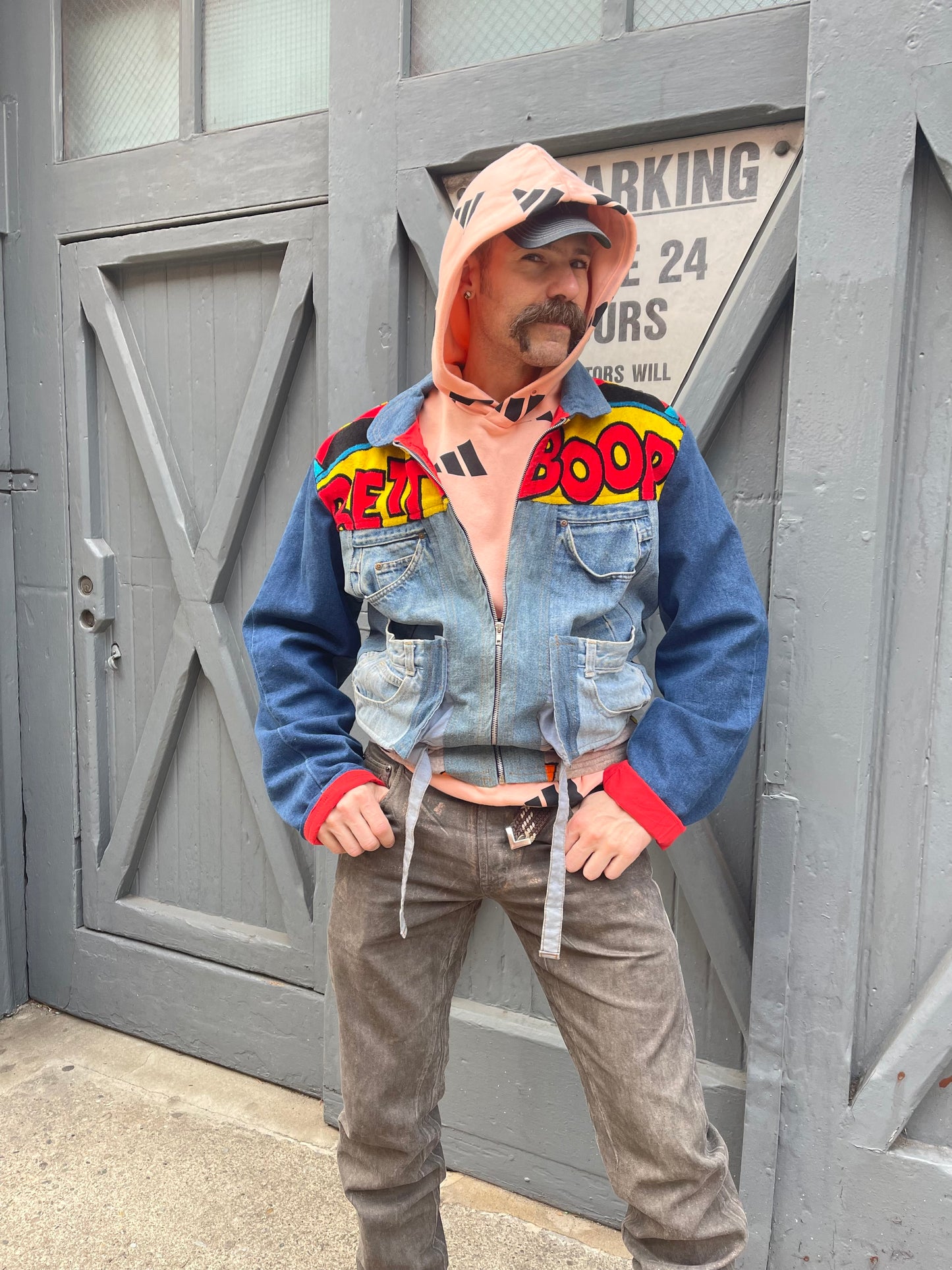 Vintage 80s Patchwork Biker Boop Jean Jacket - Spark Pretty
