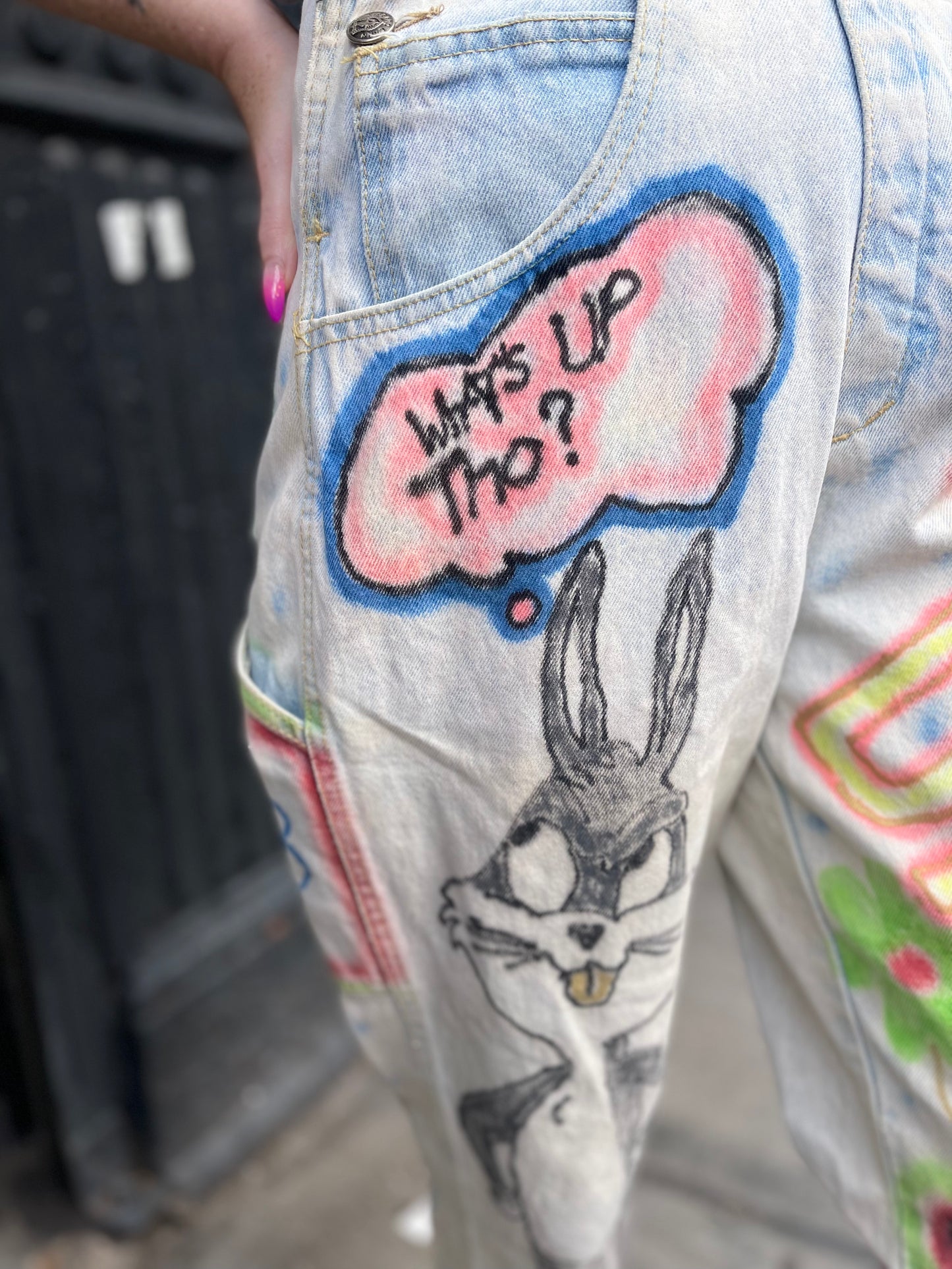 Vintage 90s Hand Illustrated Overalls - Spark Pretty