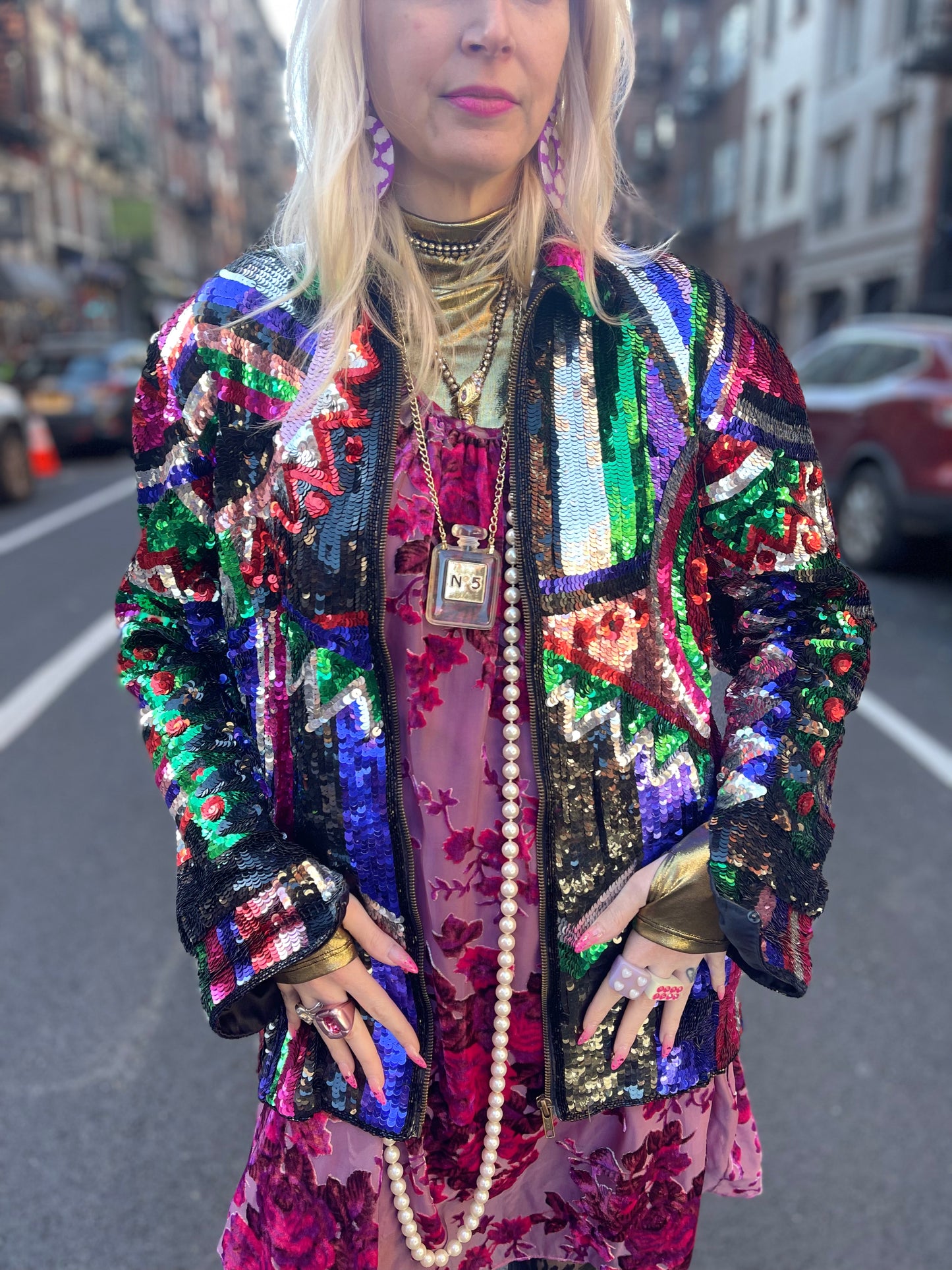 Vintage 80s Geometric Sequin Jacket - Spark Pretty