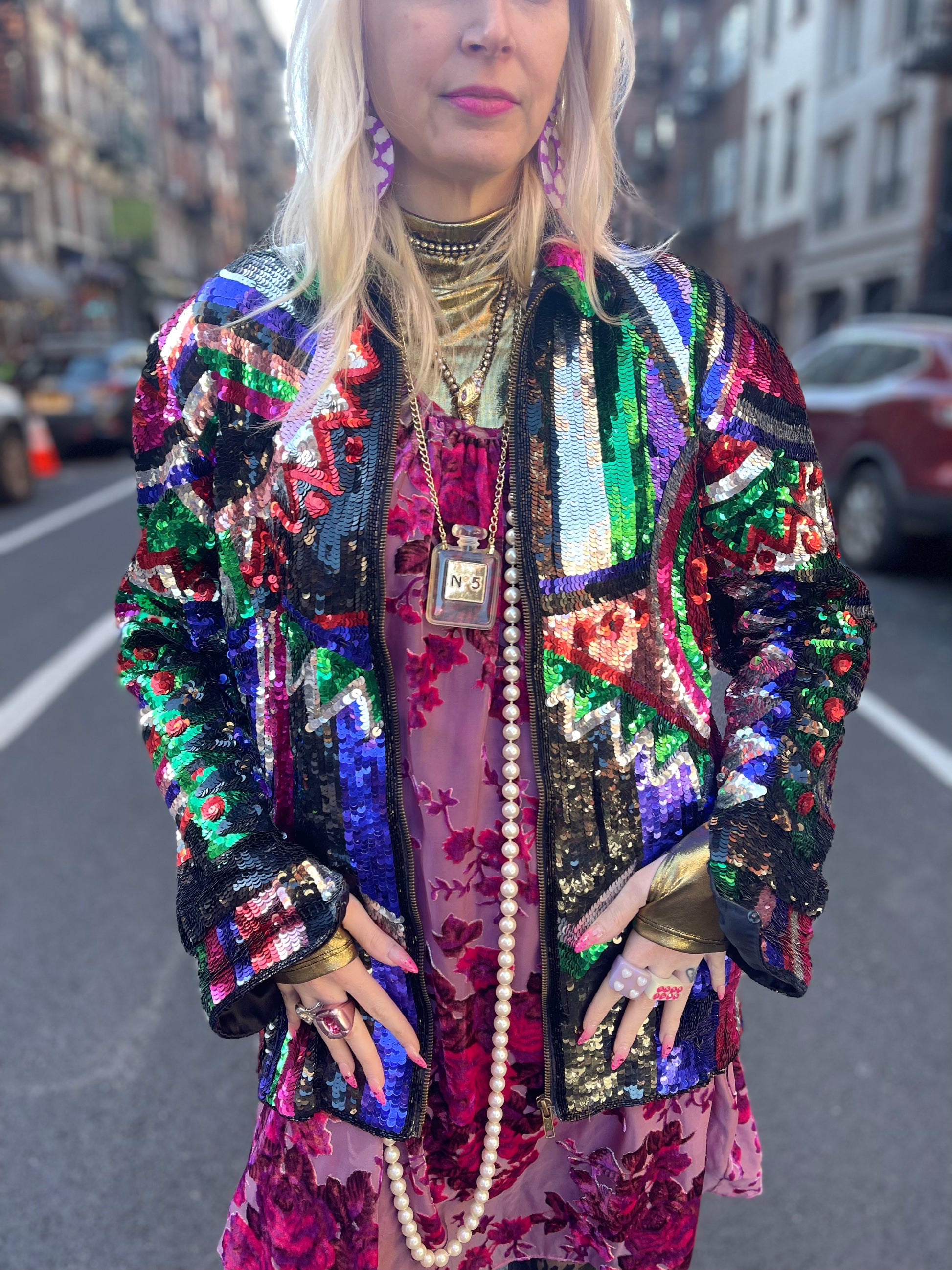 Vintage 80s Geometric Sequin Jacket - Spark Pretty