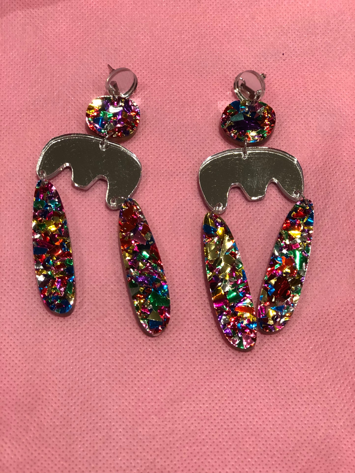 Rainbow Multi Color Glittery Cloud Dangle Earrings by No Basic Bombshell - Spark Pretty