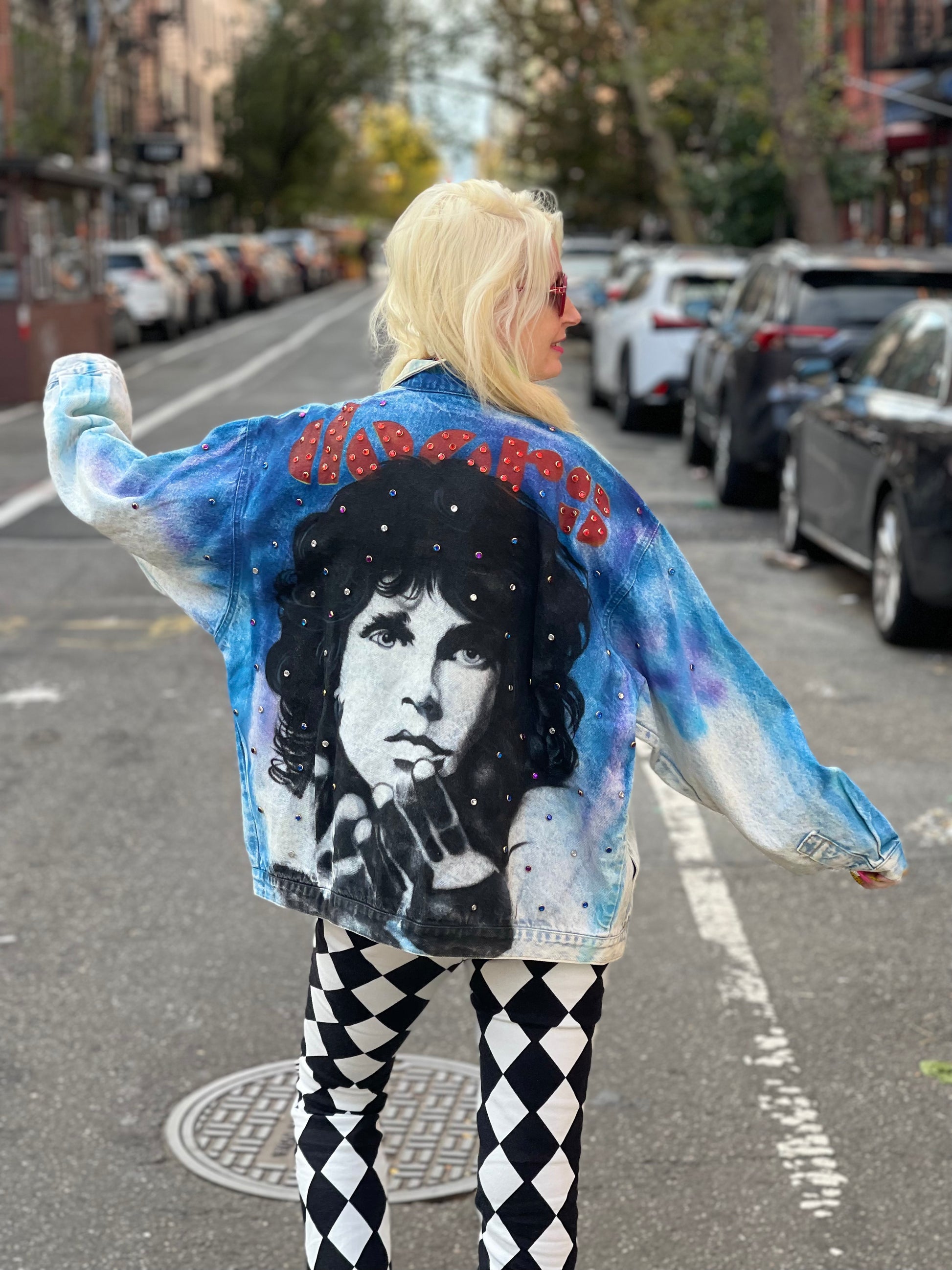 Vintage 80s Jim Morrison The Doors Painted Bedazzled Jean Jacket - Spark Pretty