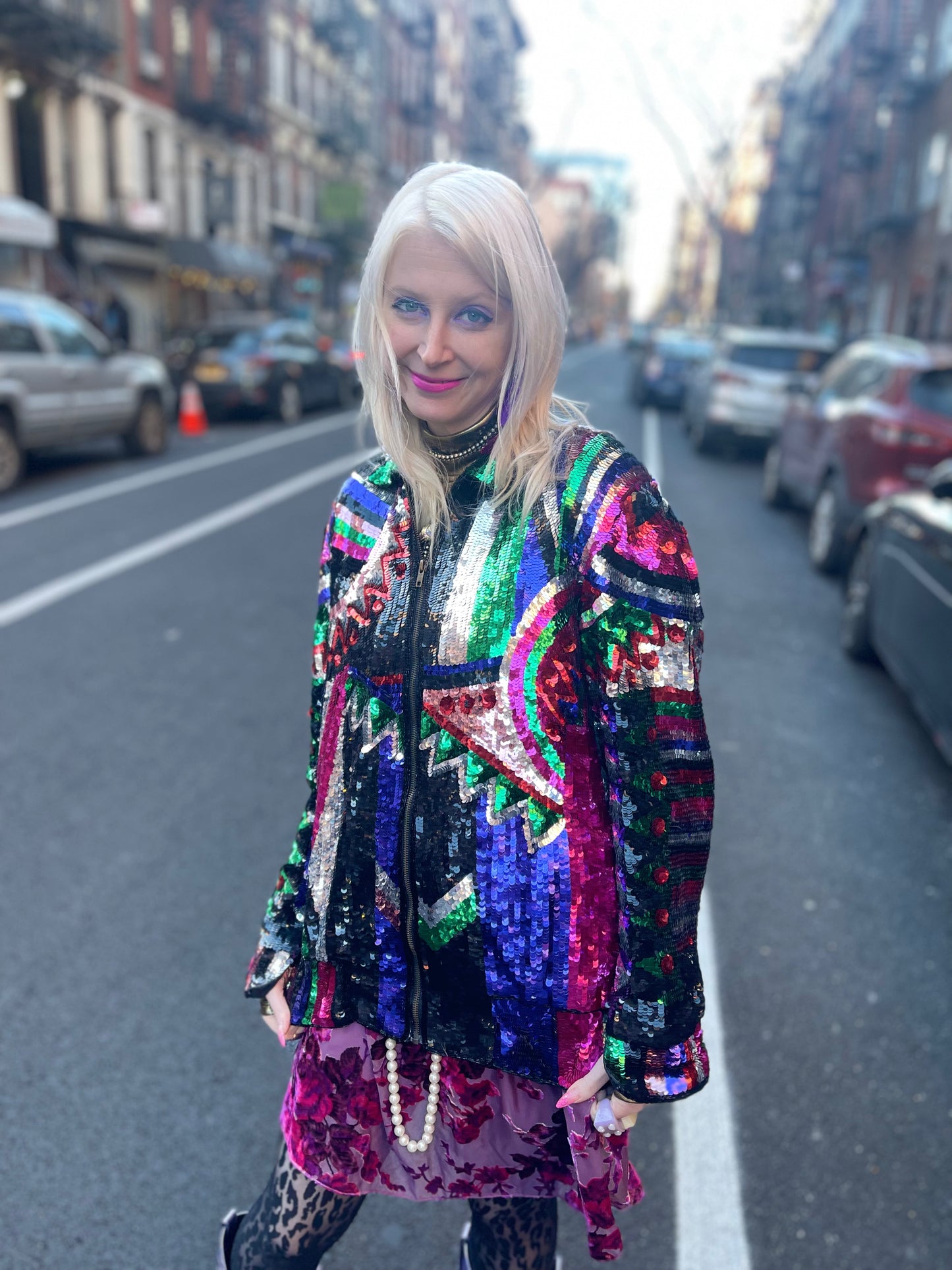 Vintage 80s Geometric Sequin Jacket - Spark Pretty