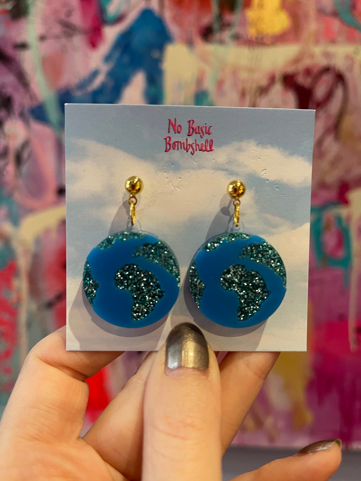 Mini Earth Glitter Earrings by No Basic Bombshell - Spark Pretty