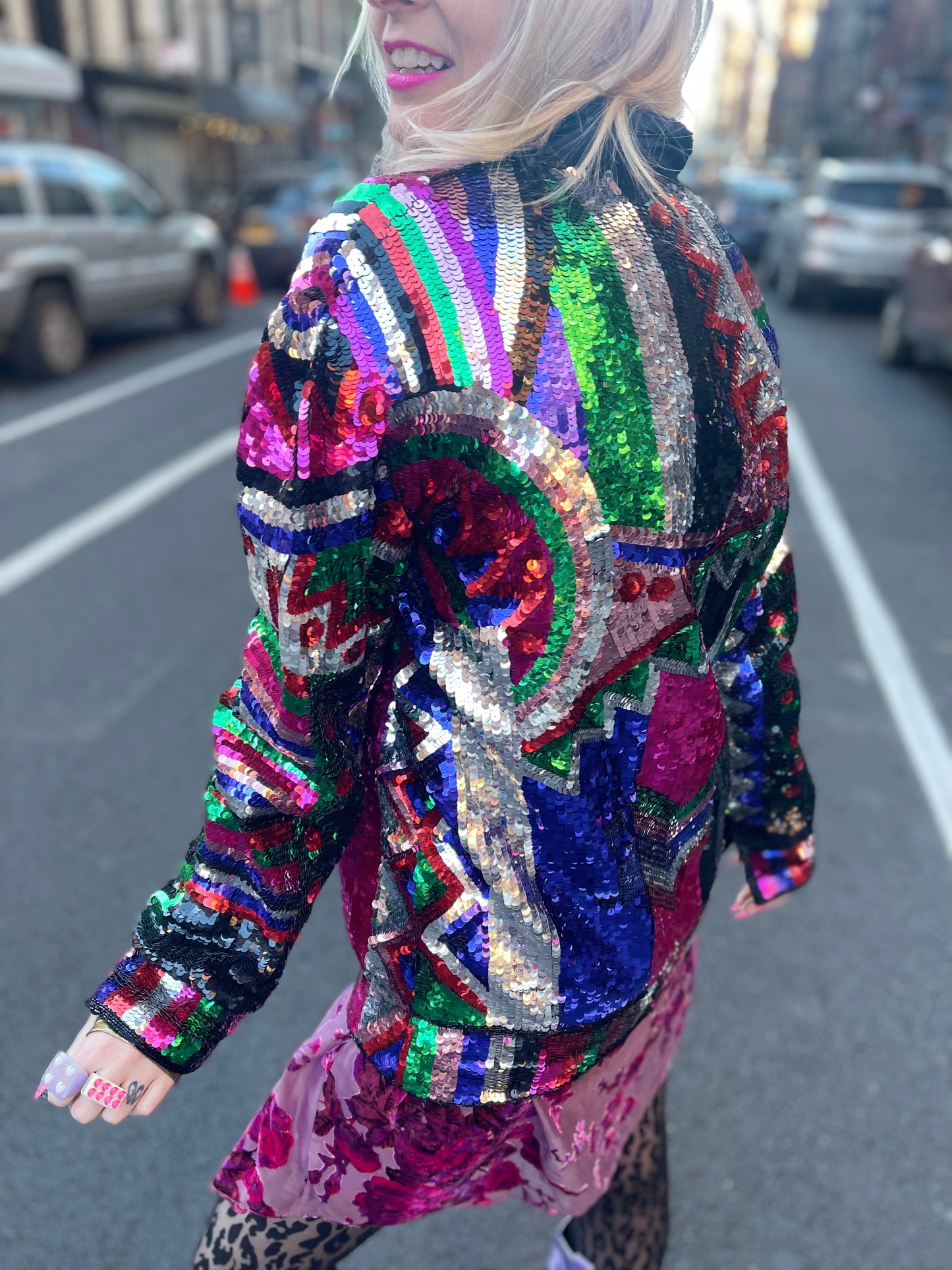 Vintage 80s Geometric Sequin Jacket - Spark Pretty