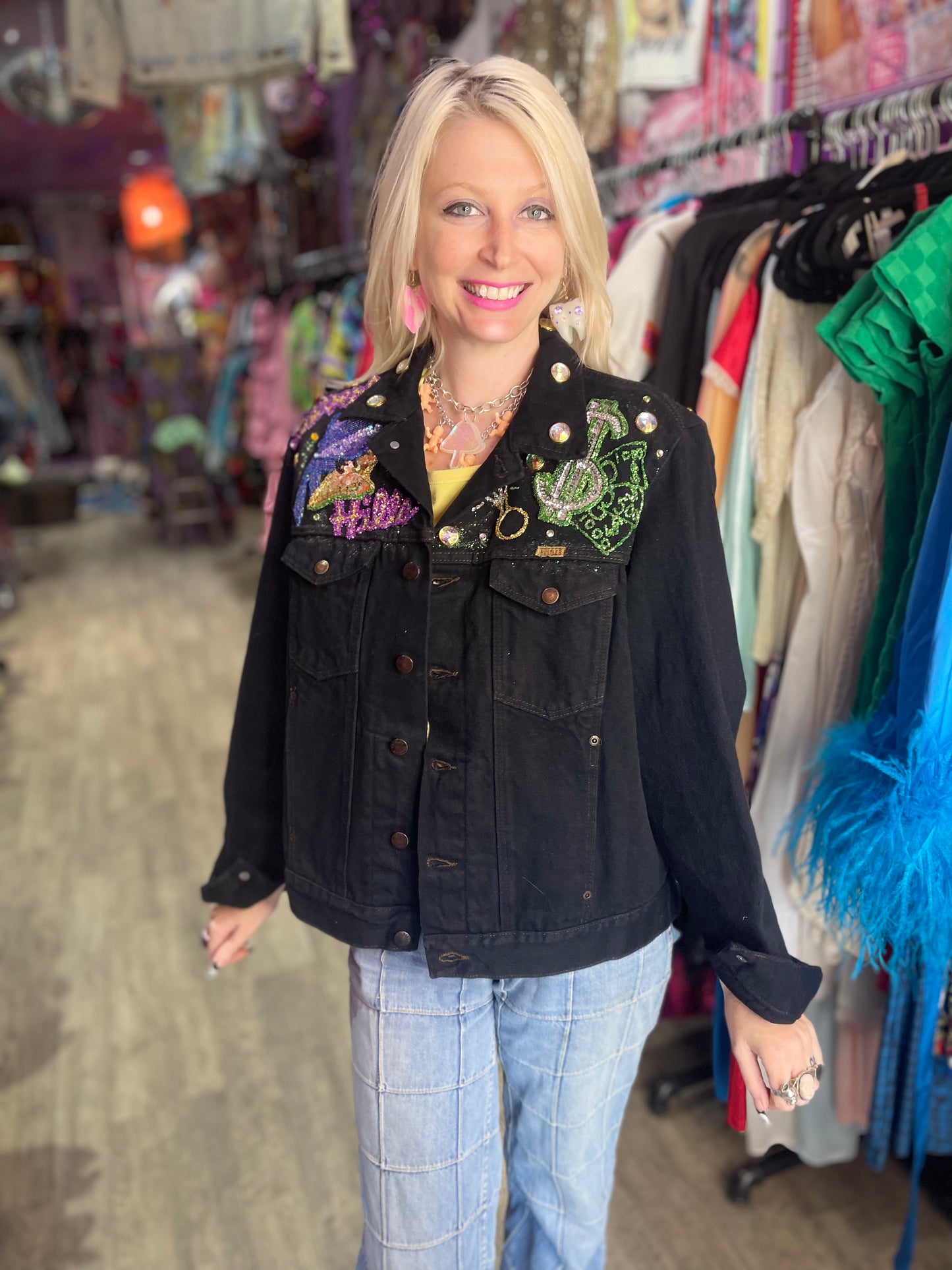 Vintage 80s Black Beverly Hills Sequin Jacket - Spark Pretty