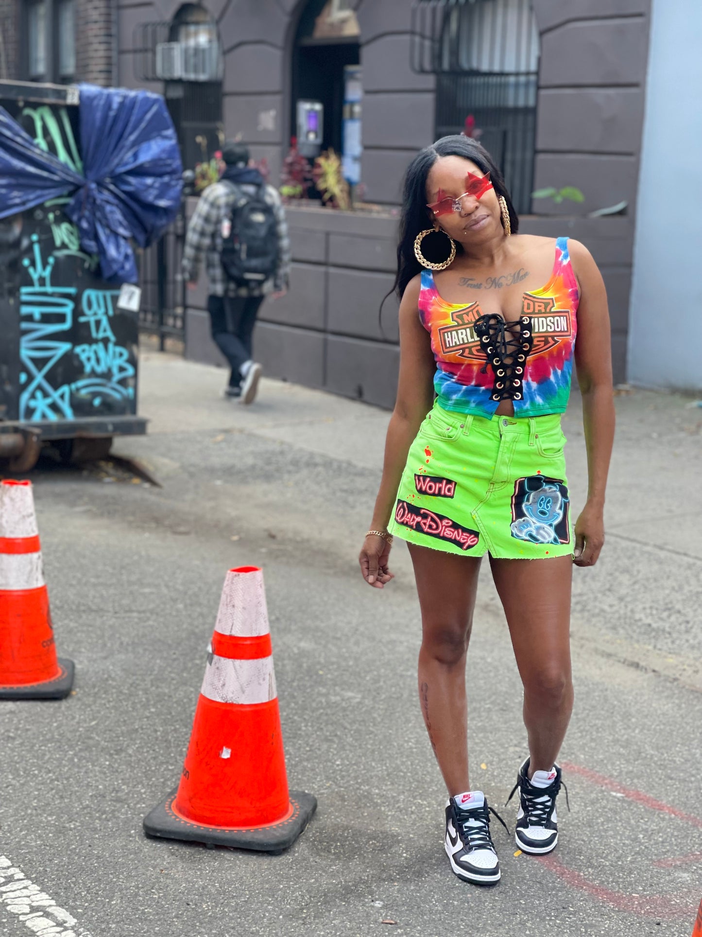 Reworked Vintage Neon Green Denim Mini Skirt - Spark Pretty