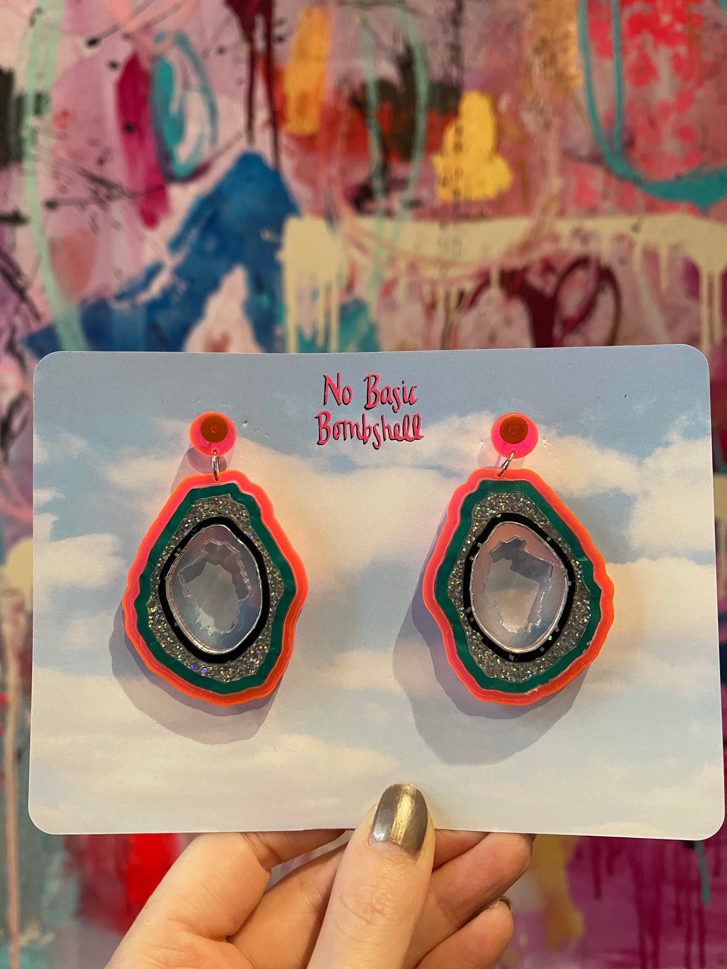 Multi Colored Geodes Earrings by No Basic Bombshell - Spark Pretty
