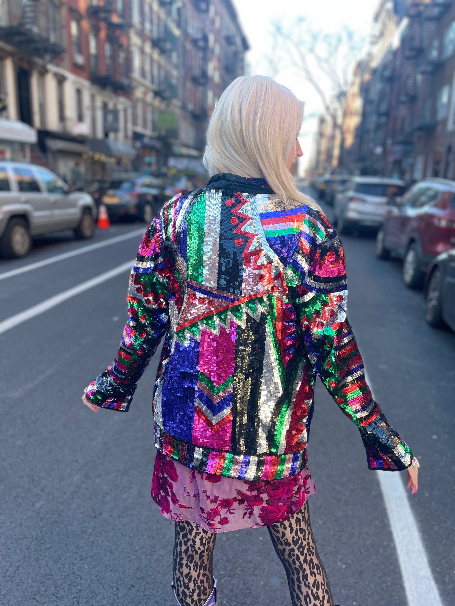 Vintage 80s Geometric Sequin Jacket - Spark Pretty