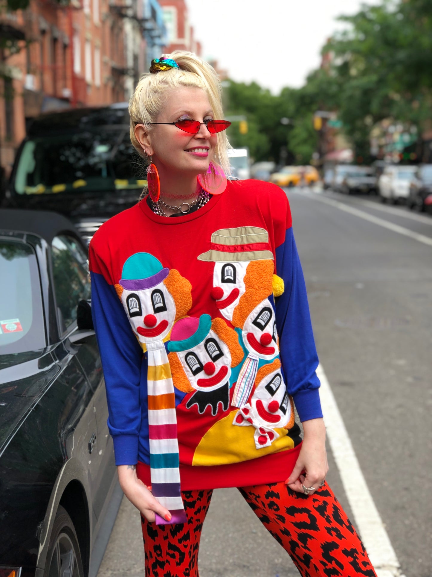 Vintage 80s Clown Sweatshirt patchwork sweater top - Spark Pretty