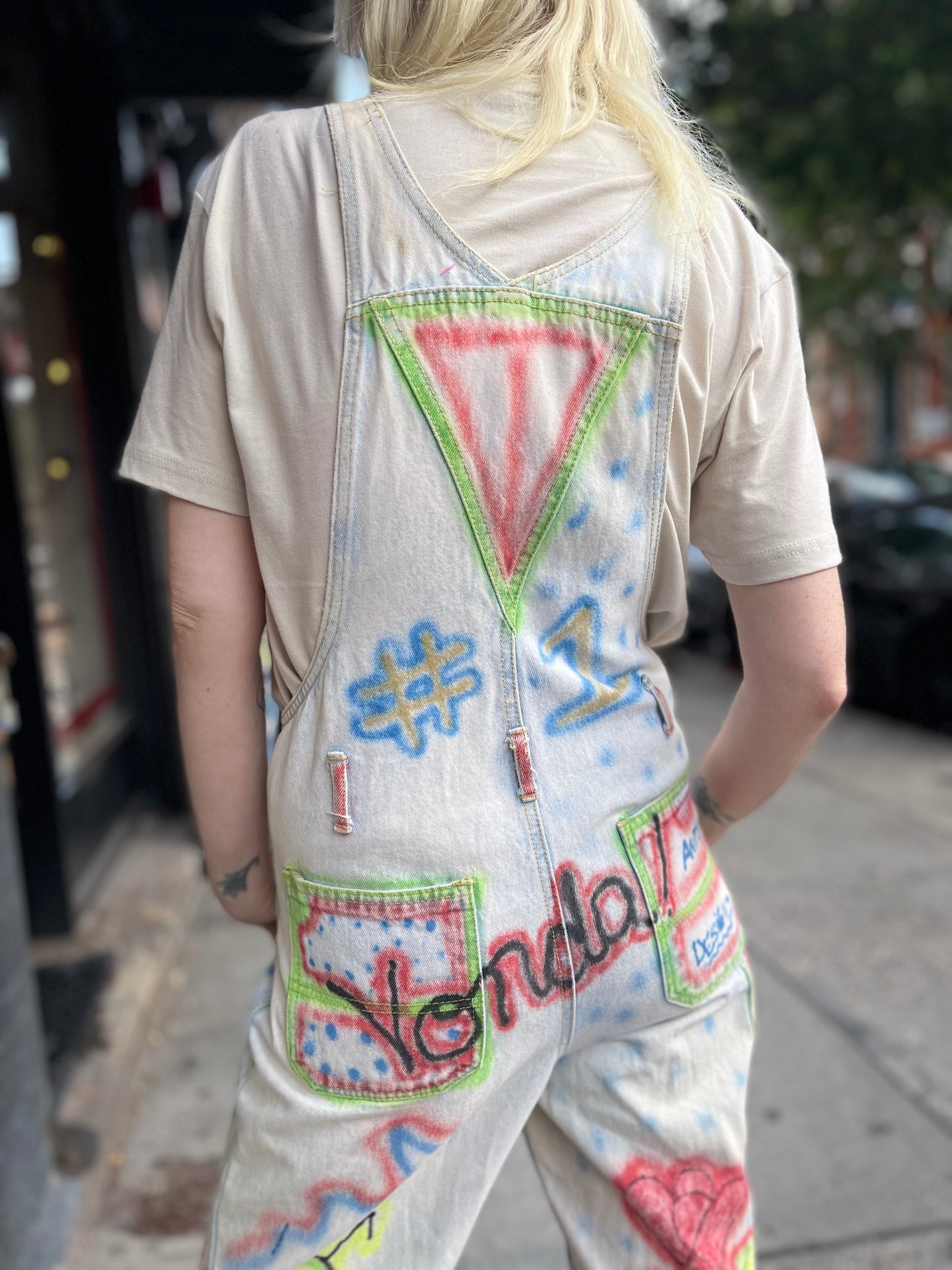 Vintage 90s Hand Illustrated Overalls - Spark Pretty