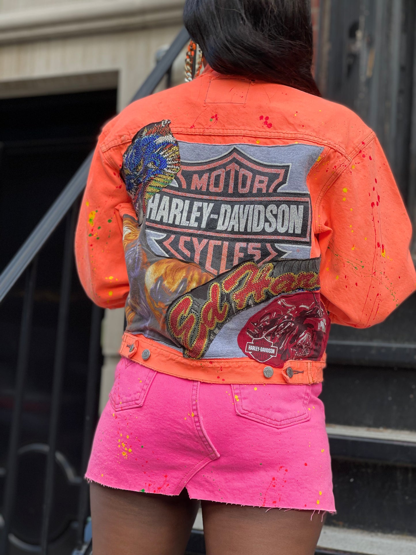 Reworked Neon Pink Vintage Denim Mini Skirt - Spark Pretty