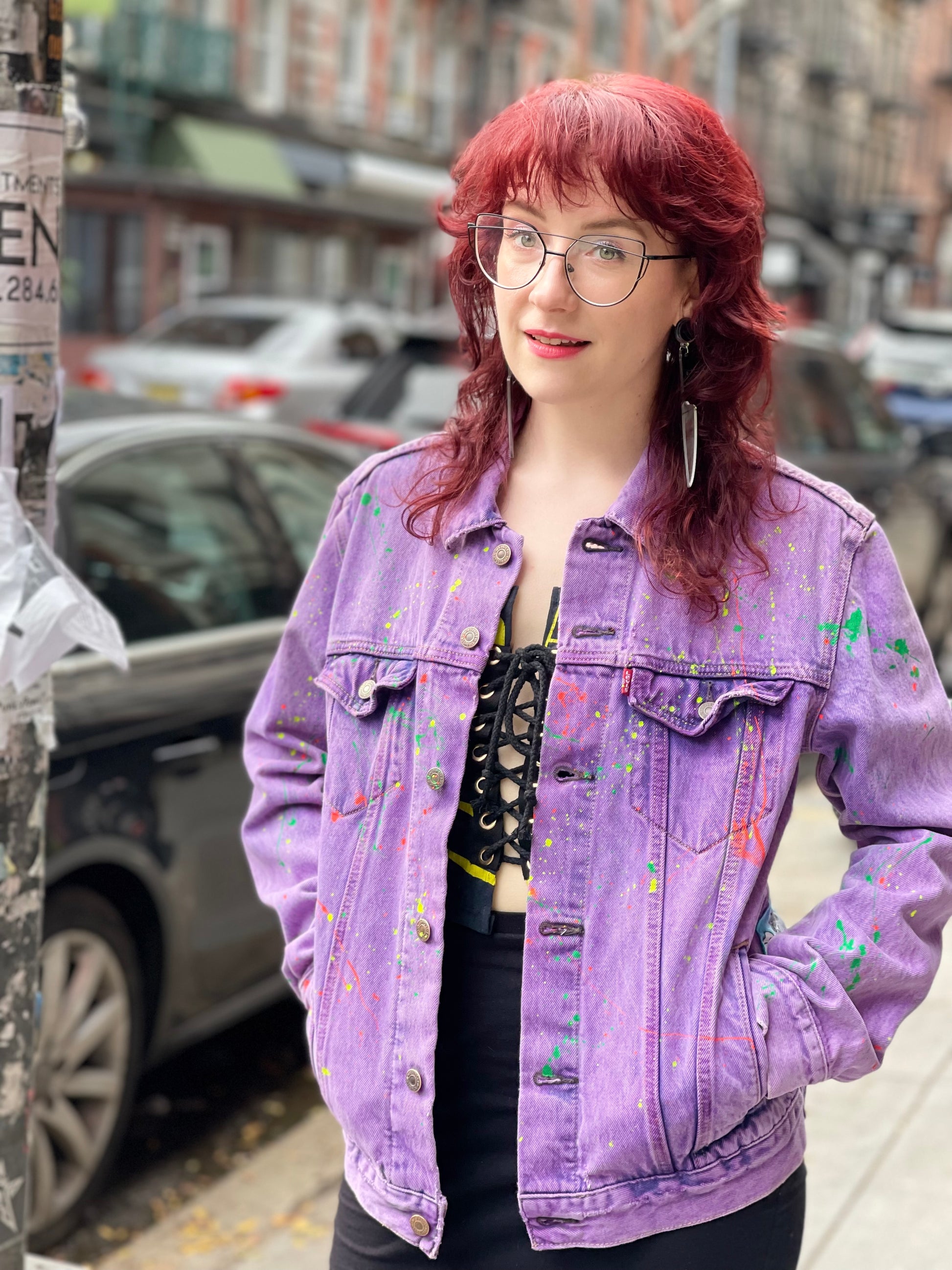 Reworked Patchwork Mickey & Minnie Purple Jean Jacket - Spark Pretty