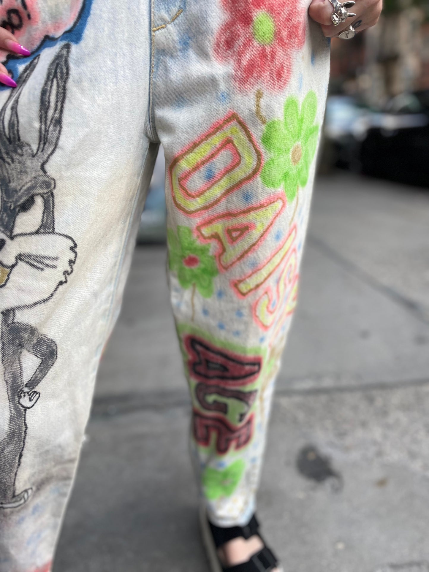 Vintage 90s Hand Illustrated Overalls - Spark Pretty