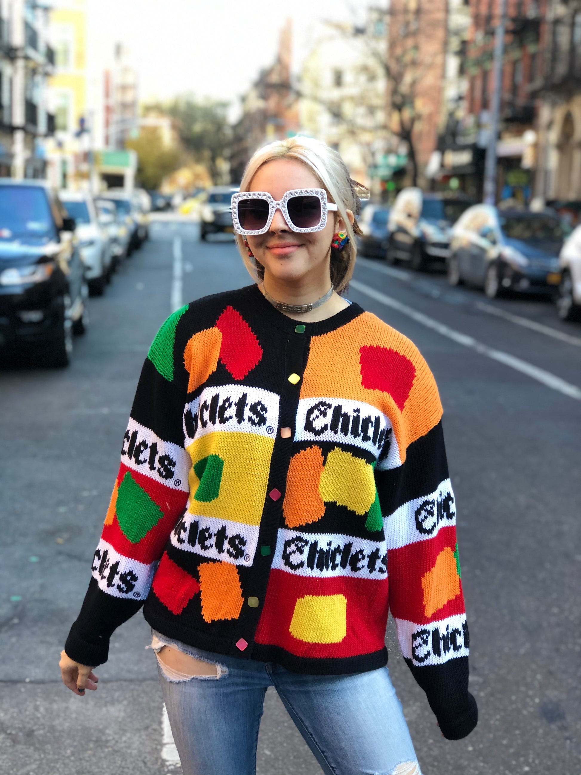 Vintage 80s Knit Chiclets Cardigan - Spark Pretty