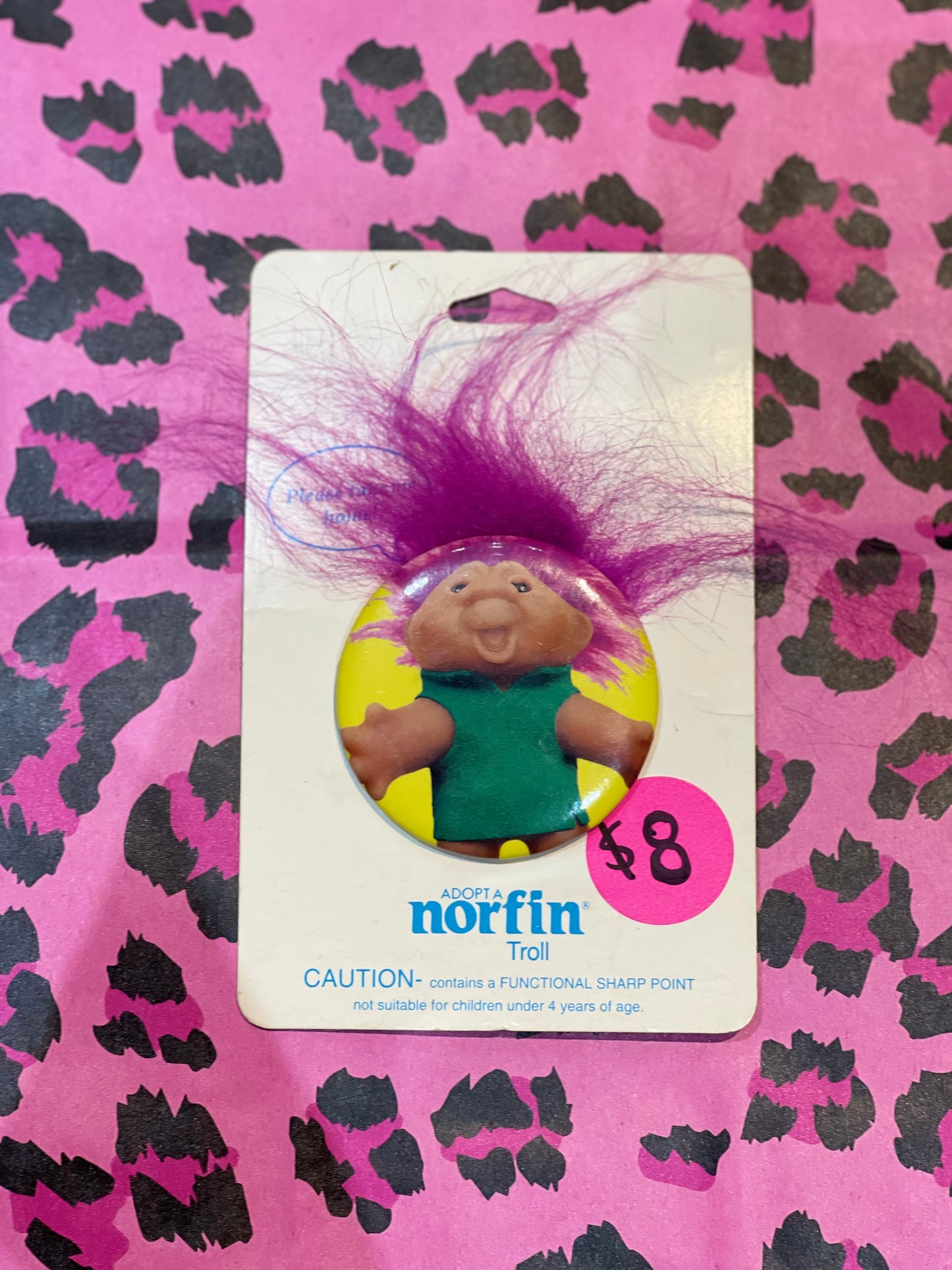 Vintage 80s Troll Pin with Hair - Spark Pretty