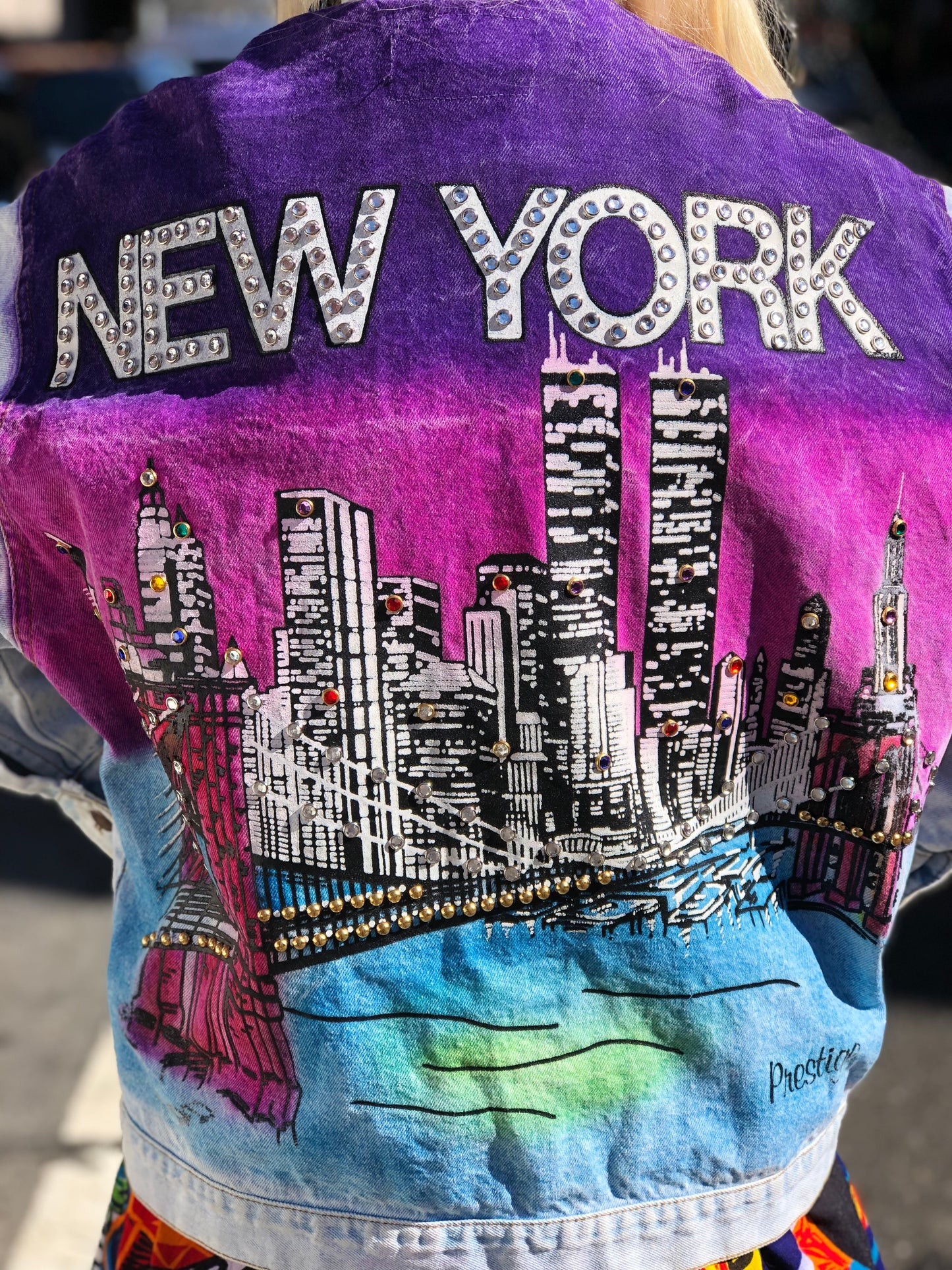 Vintage 80s New York Bedazzled Jean Jacket - Spark Pretty
