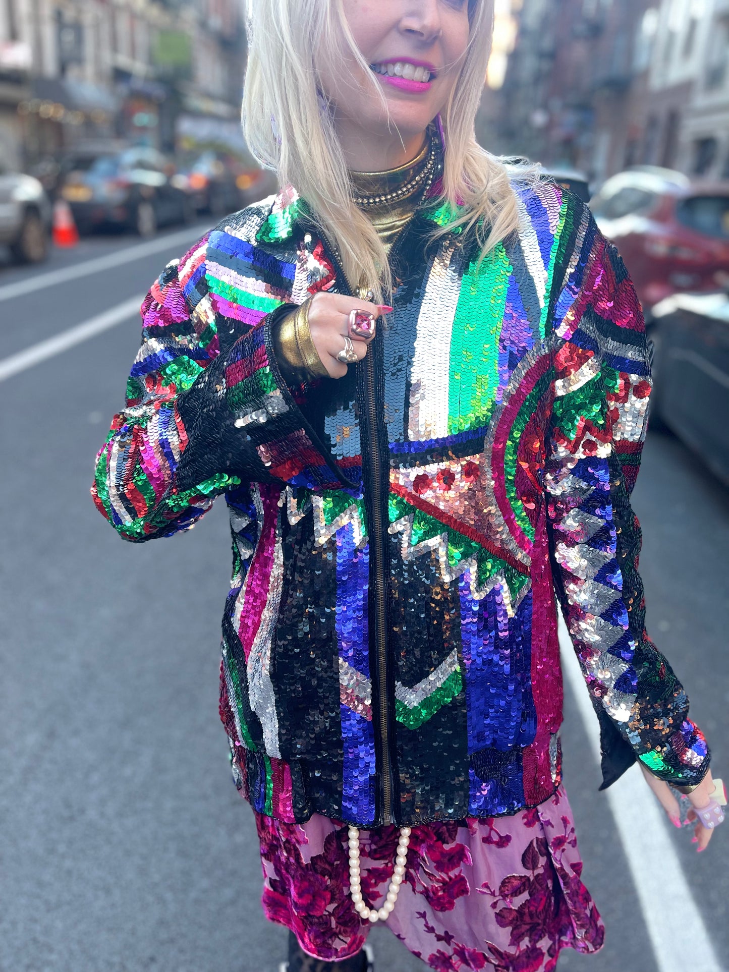 Vintage 80s Geometric Sequin Jacket - Spark Pretty