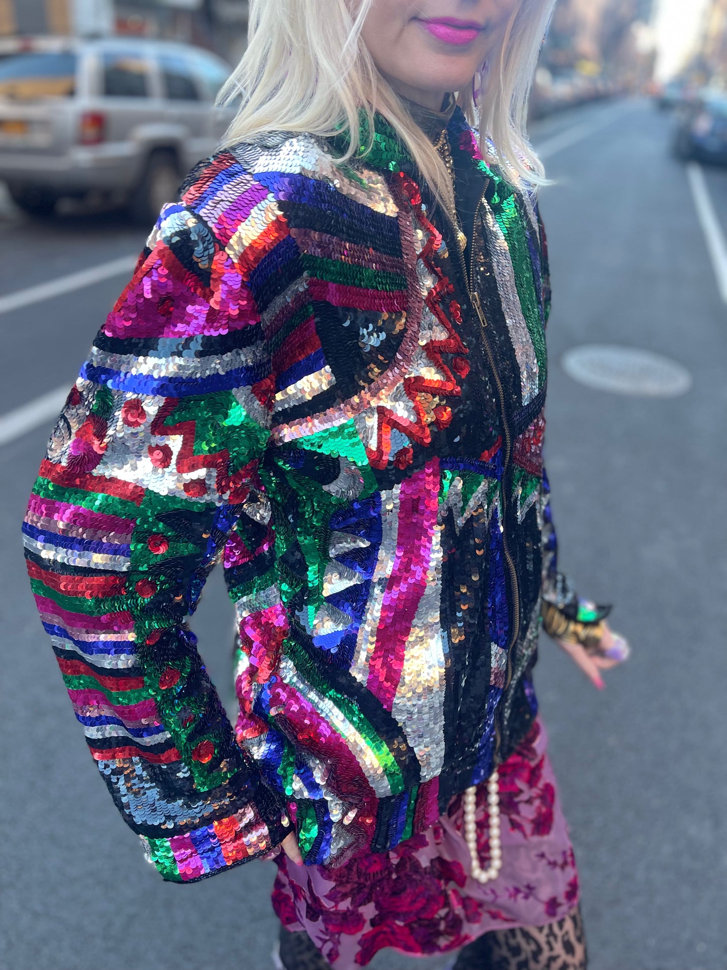 Vintage 80s Geometric Sequin Jacket - Spark Pretty