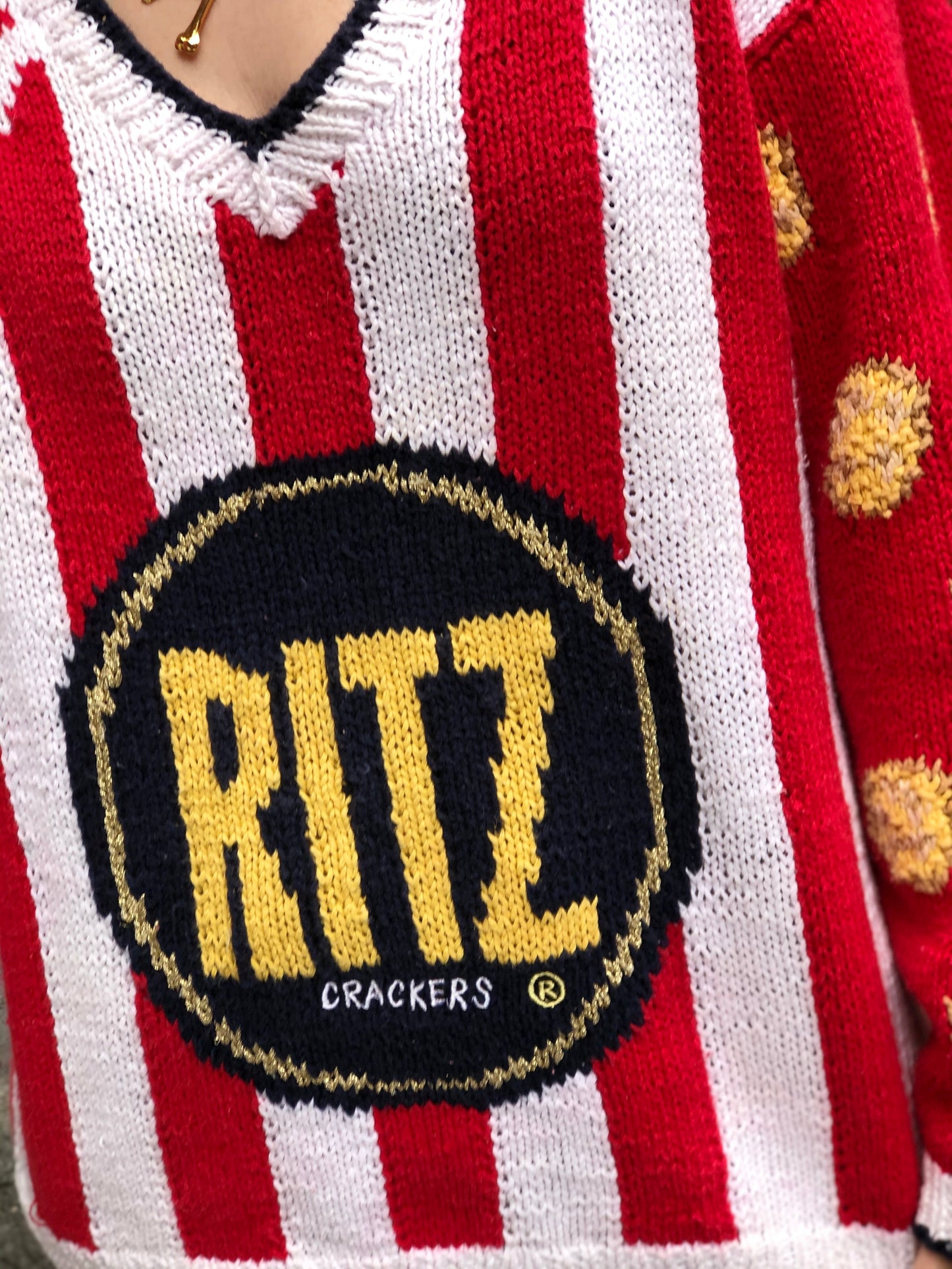 Vintage 80s Ritz Cracker Novelty Sweater - Spark Pretty