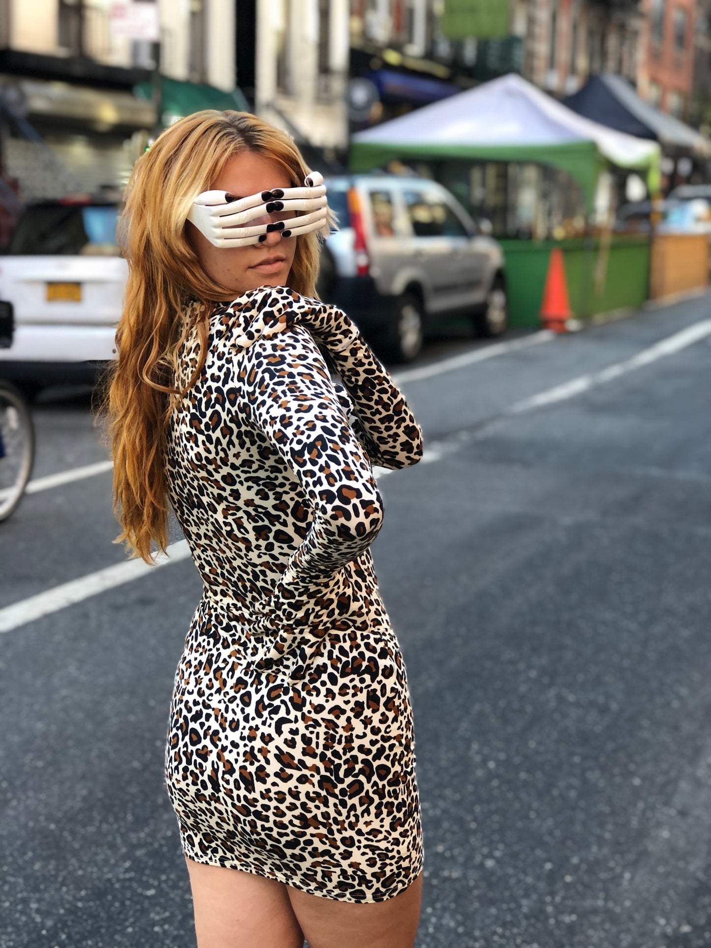 Y2K Leopard Gloves Mini Dress - Spark Pretty