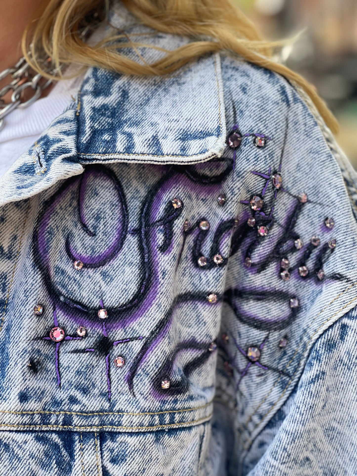 Vintage 80s Bedazzled City of Angels Jean Jacket - Spark Pretty