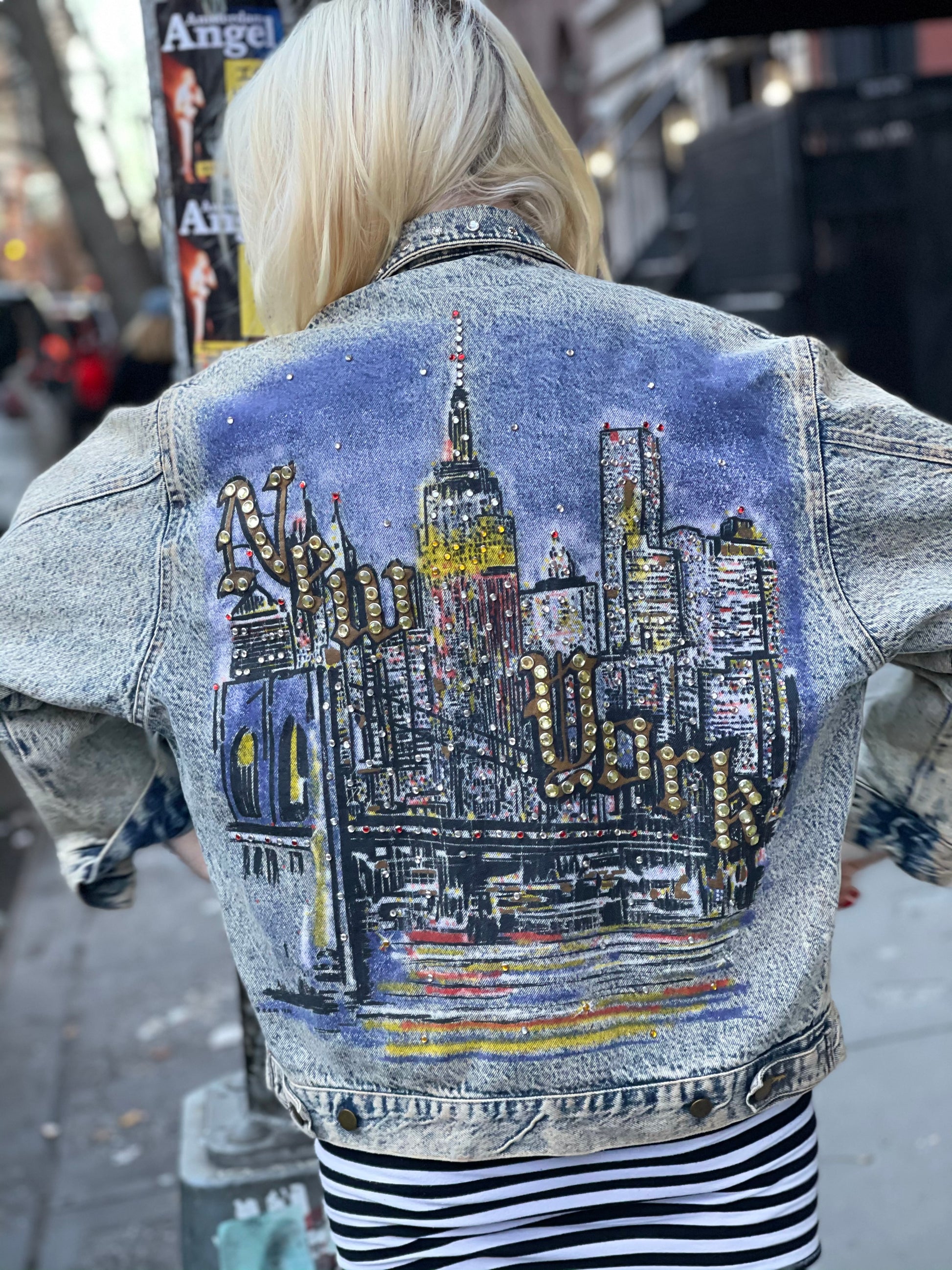 Vintage 80s New York Painted and Studded jacket - Spark Pretty