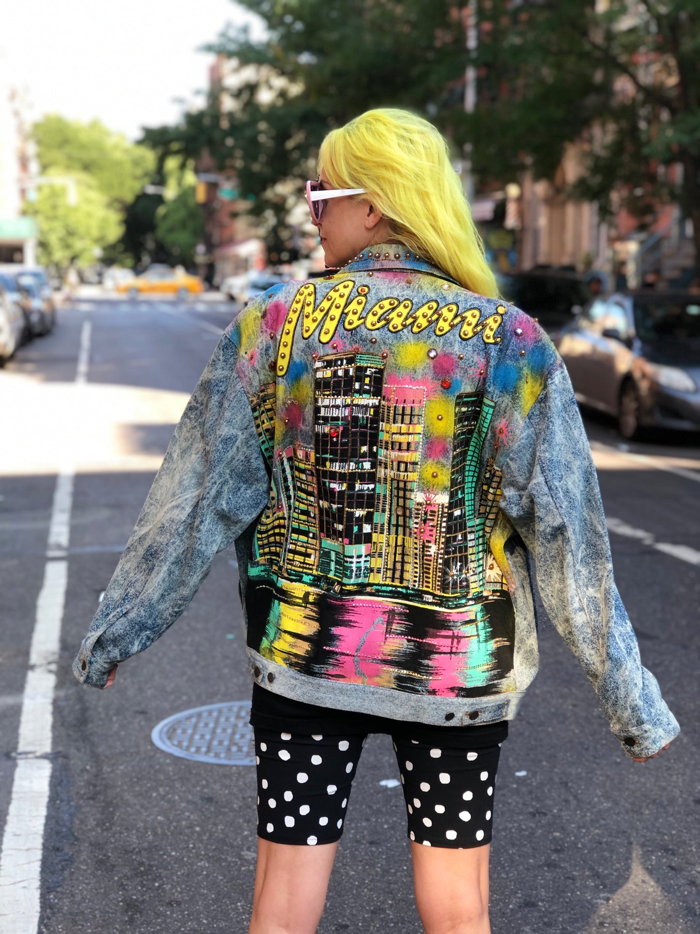Vintage 80s 90s Miami theme bedazzled Jean Jacket - Spark Pretty