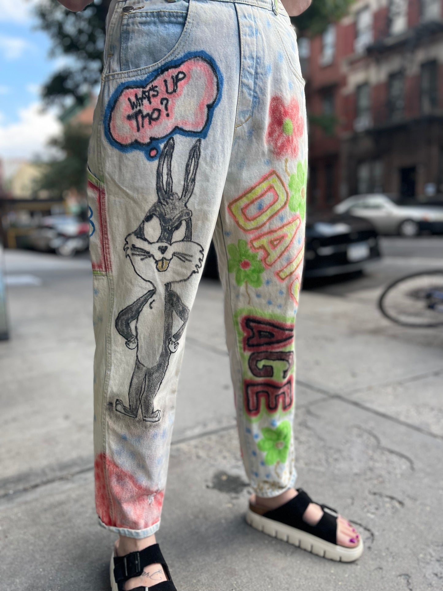 Vintage 90s Hand Illustrated Overalls - Spark Pretty
