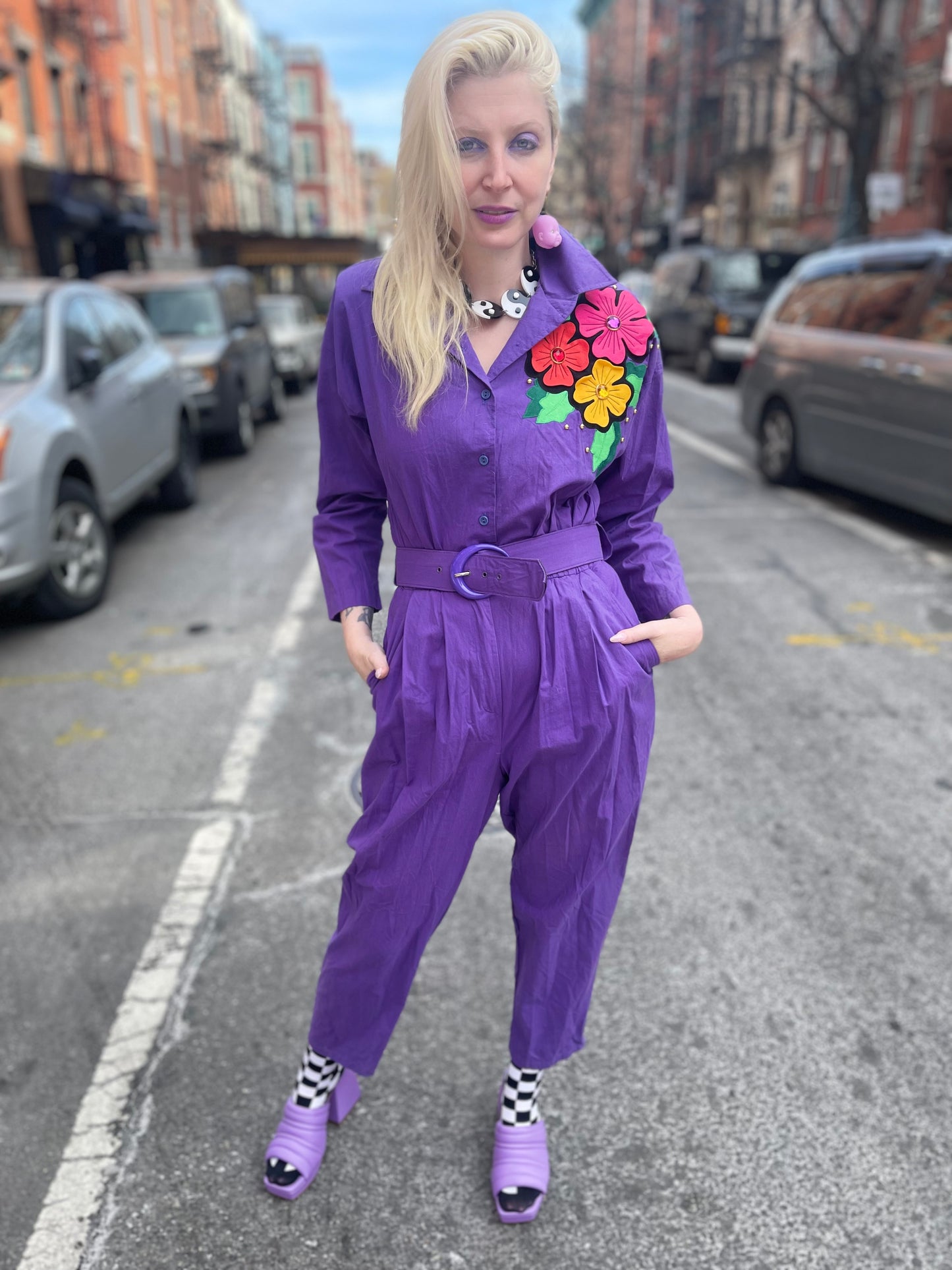 Vintage 80s Purple Jumpsuit - Spark Pretty