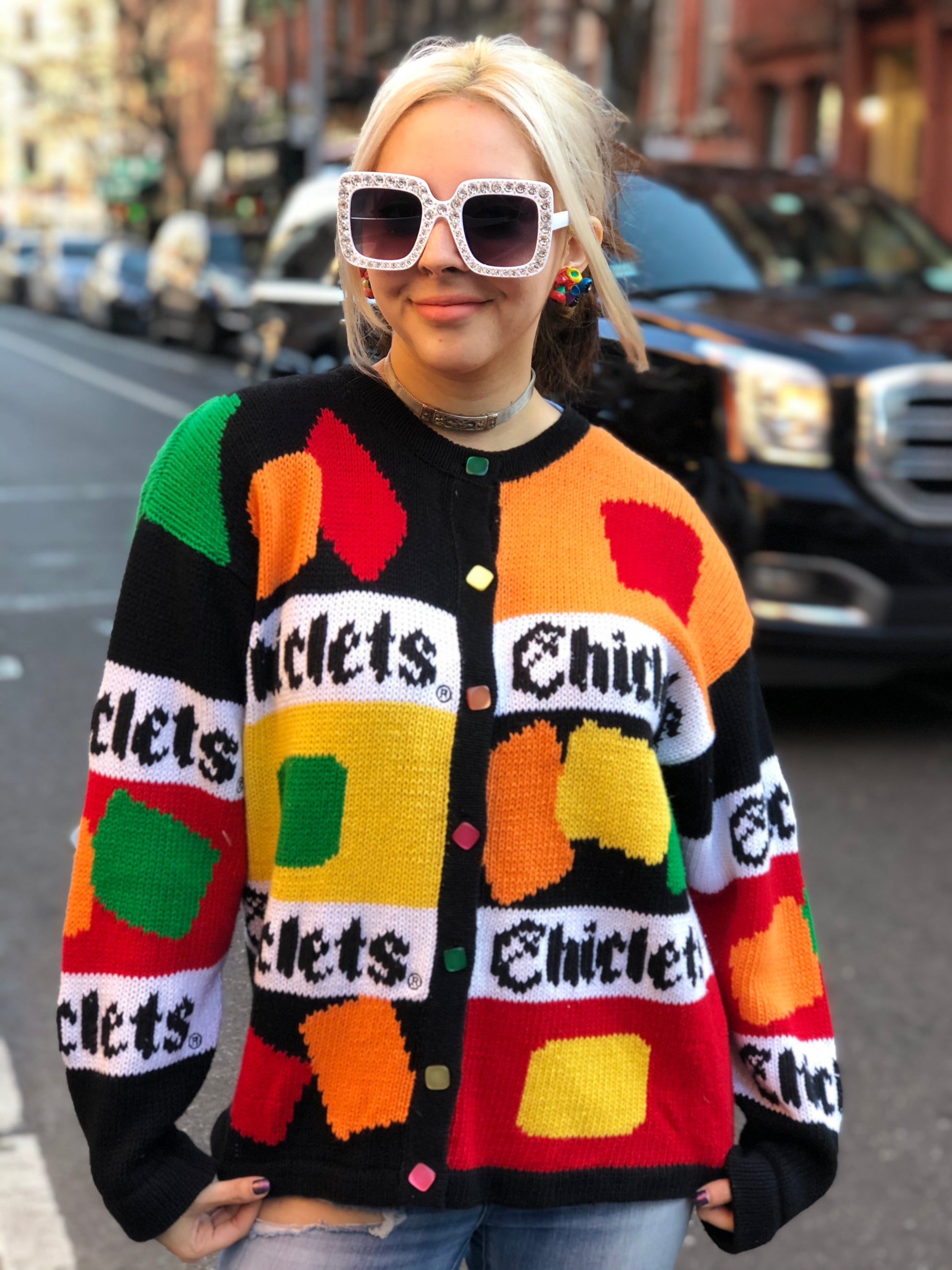 Vintage 80s Knit Chiclets Cardigan - Spark Pretty