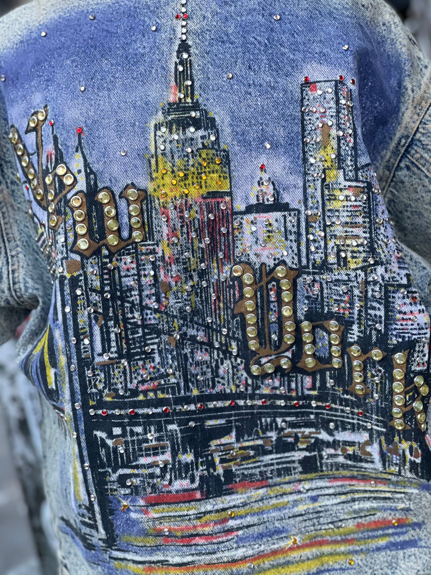 Vintage 80s New York Painted and Studded jacket - Spark Pretty