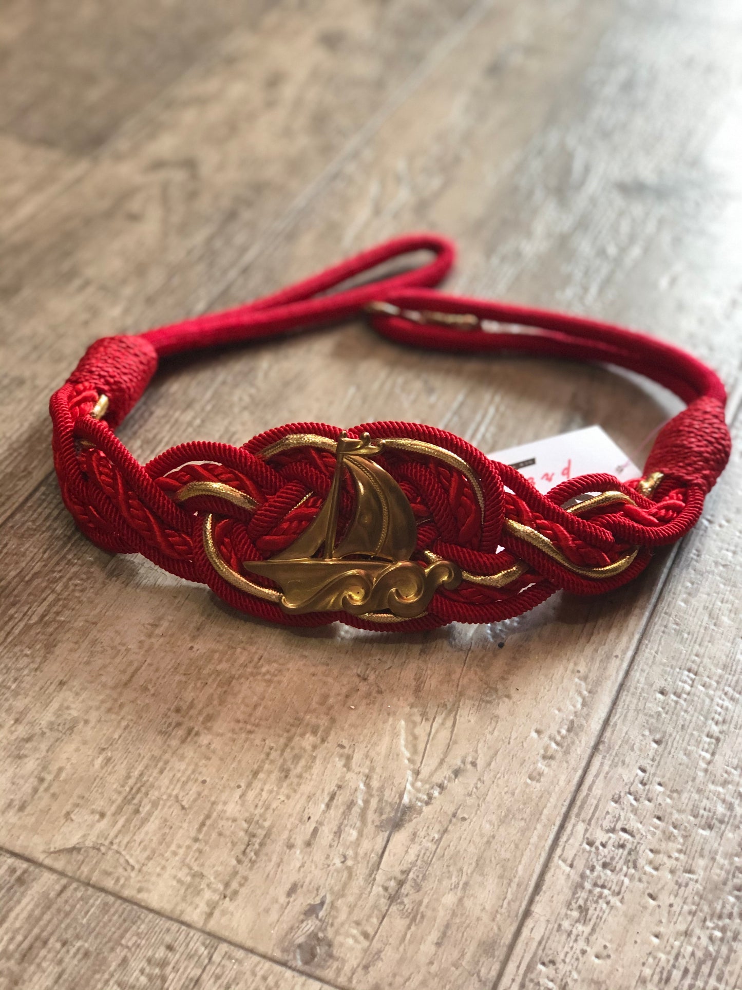 Vintage 80s Red Braided Sail Boat Belt - Spark Pretty