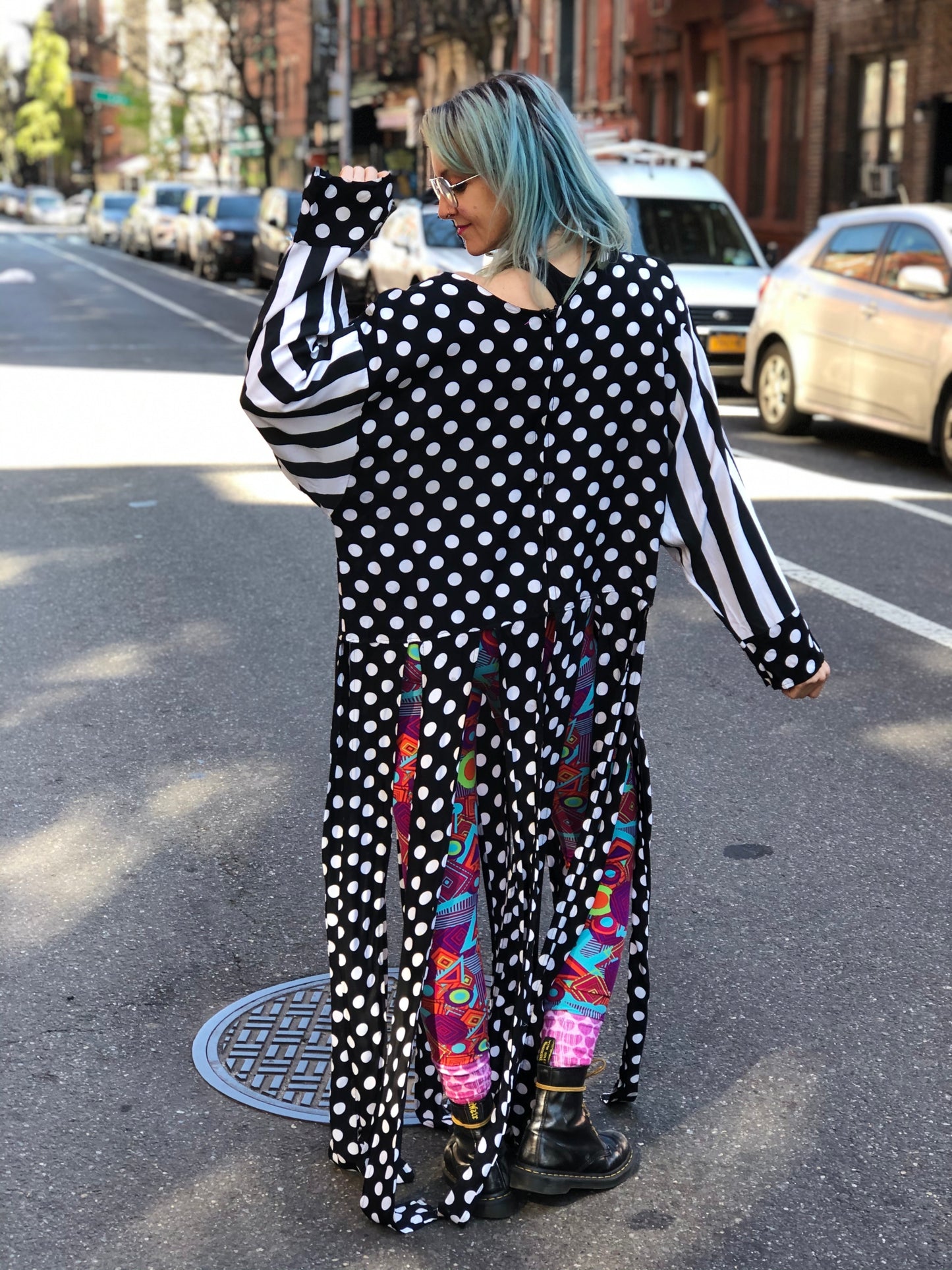 Vintage 80s Draped Polka Dot Long Fringe Blouse - Spark Pretty