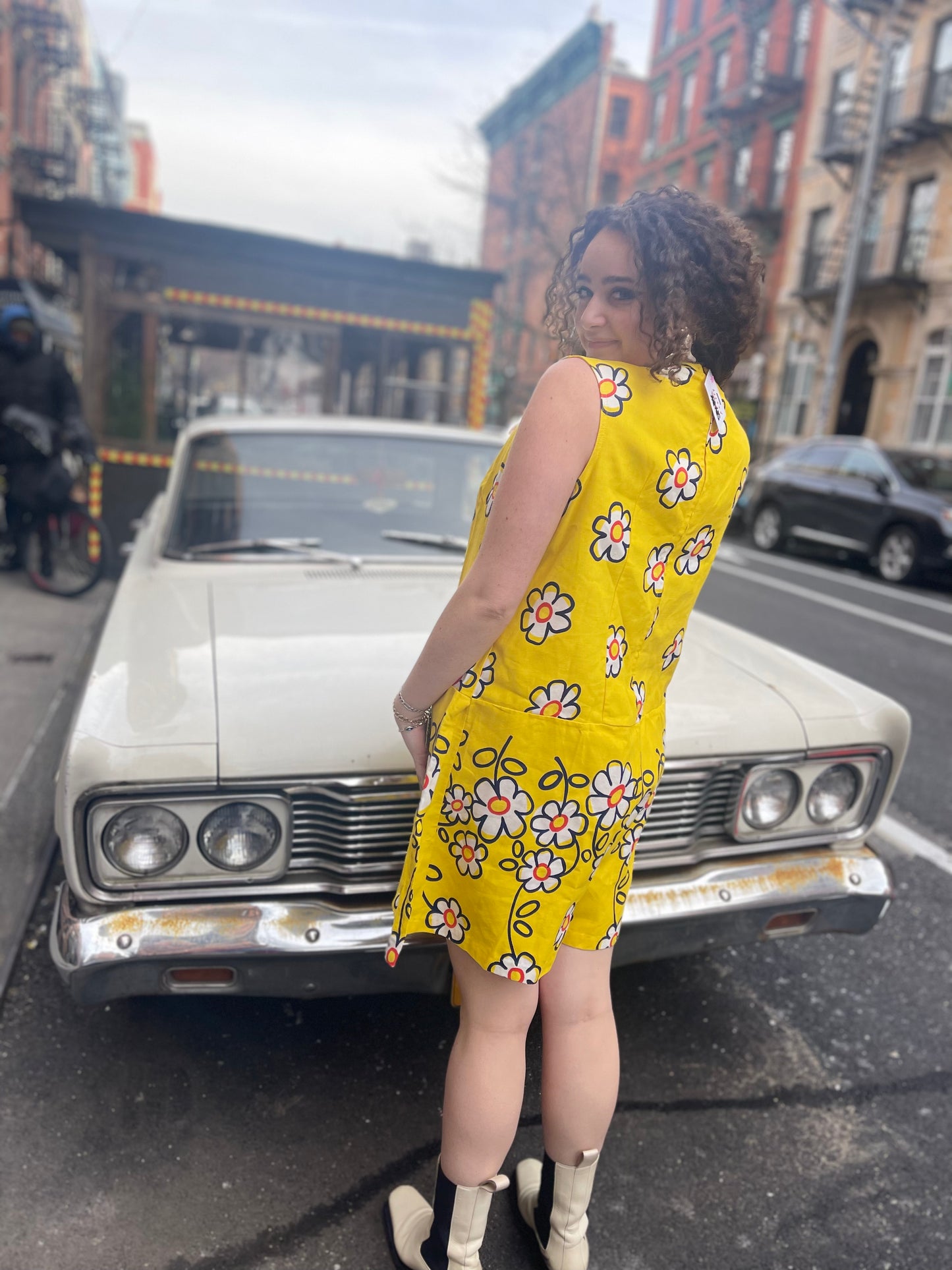 Vintage 70s Yellow Floral Plus Size Romper - Spark Pretty