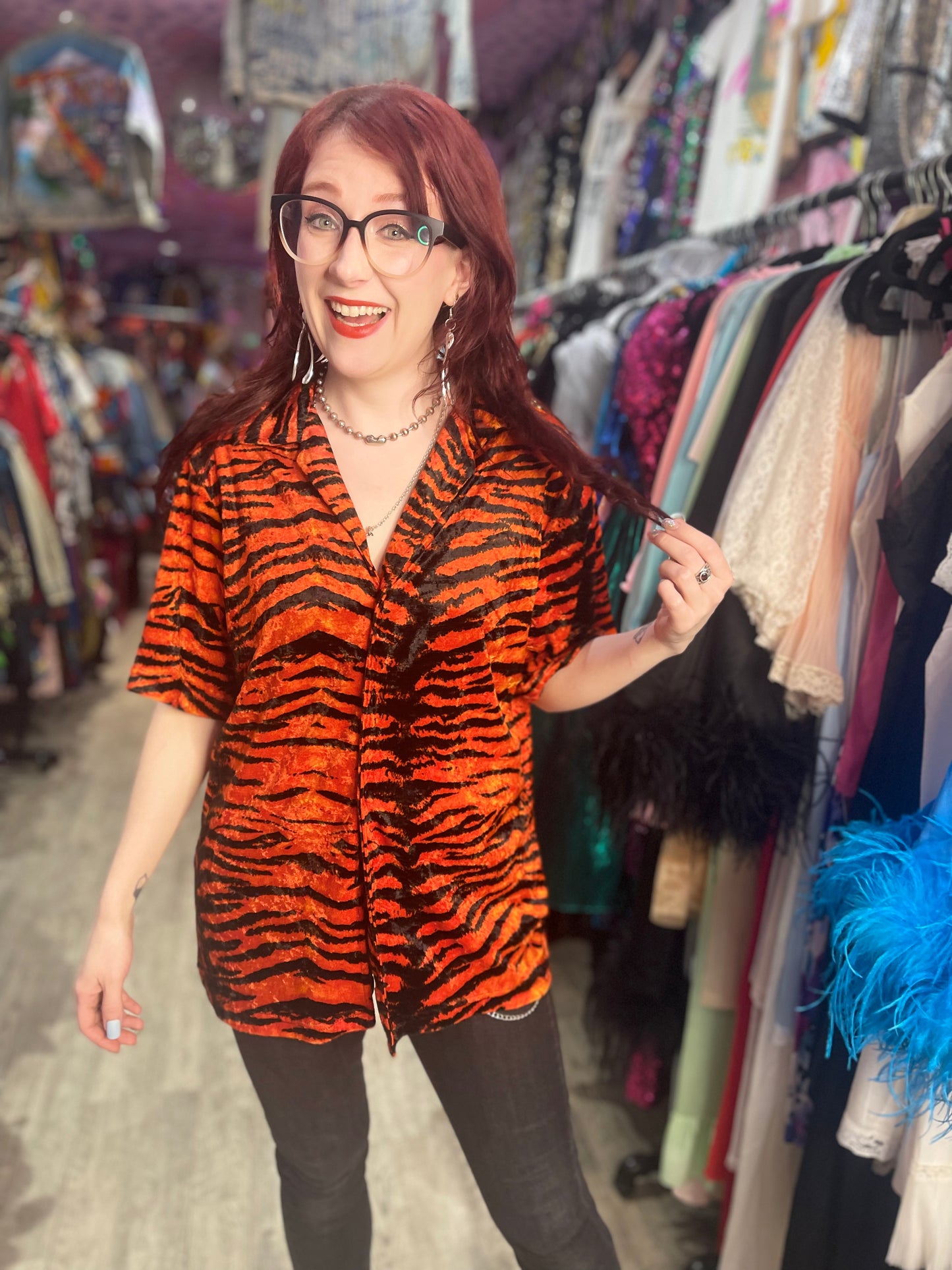 Vintage 90s Orange Tiger Shirt - Spark Pretty