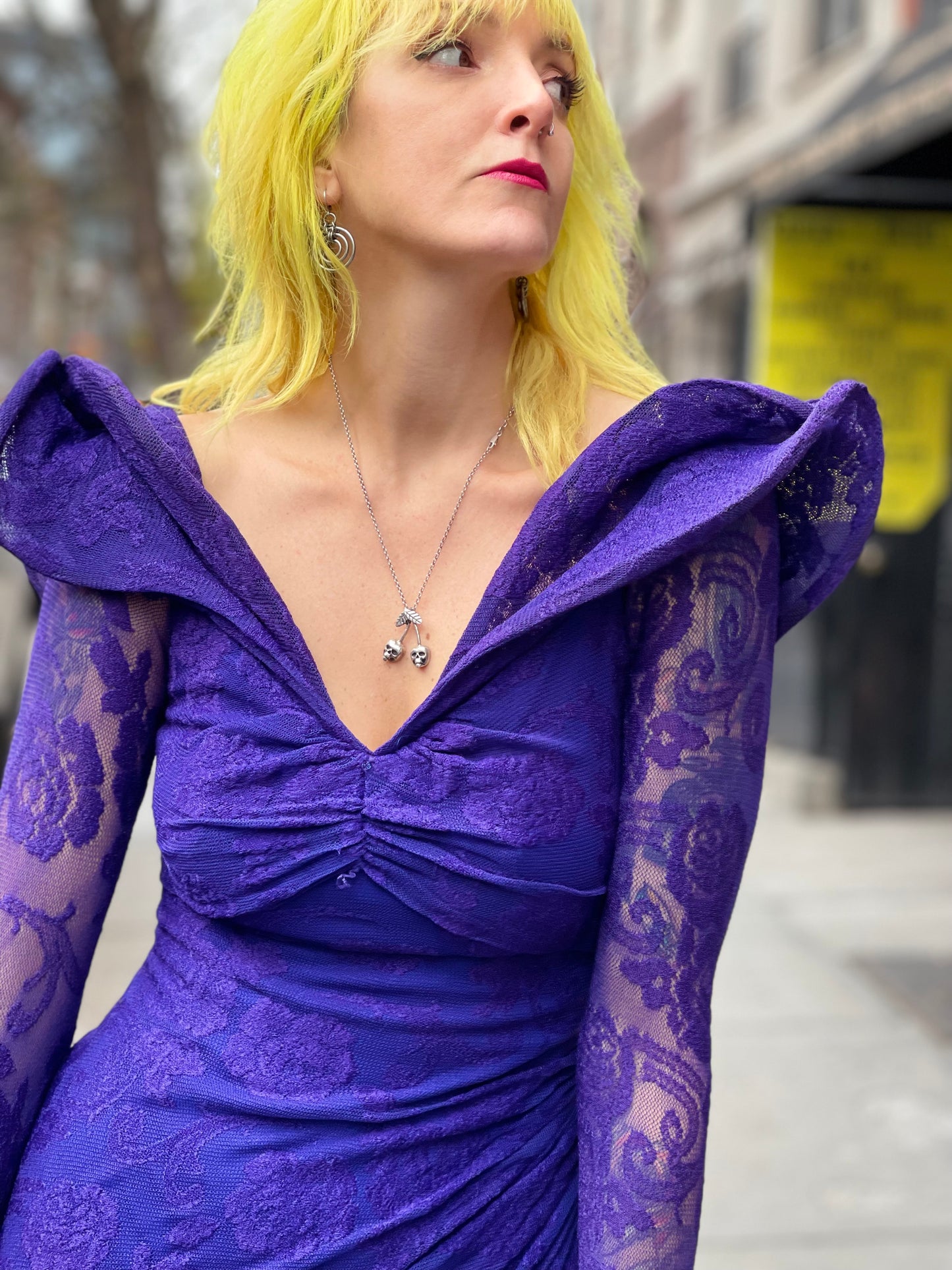 Vintage 80s Dramatic Shoulder Mini Dress - Spark Pretty