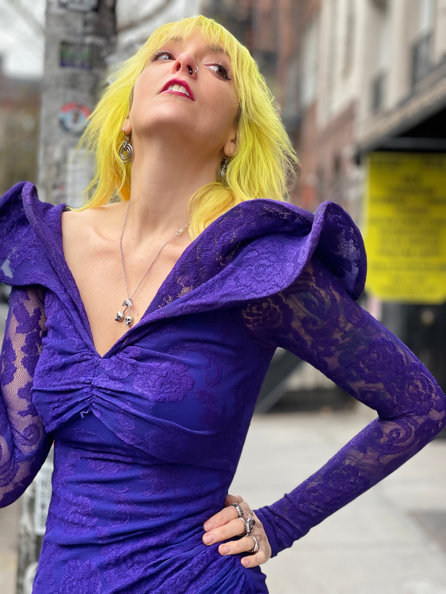 Vintage 80s Dramatic Shoulder Mini Dress - Spark Pretty