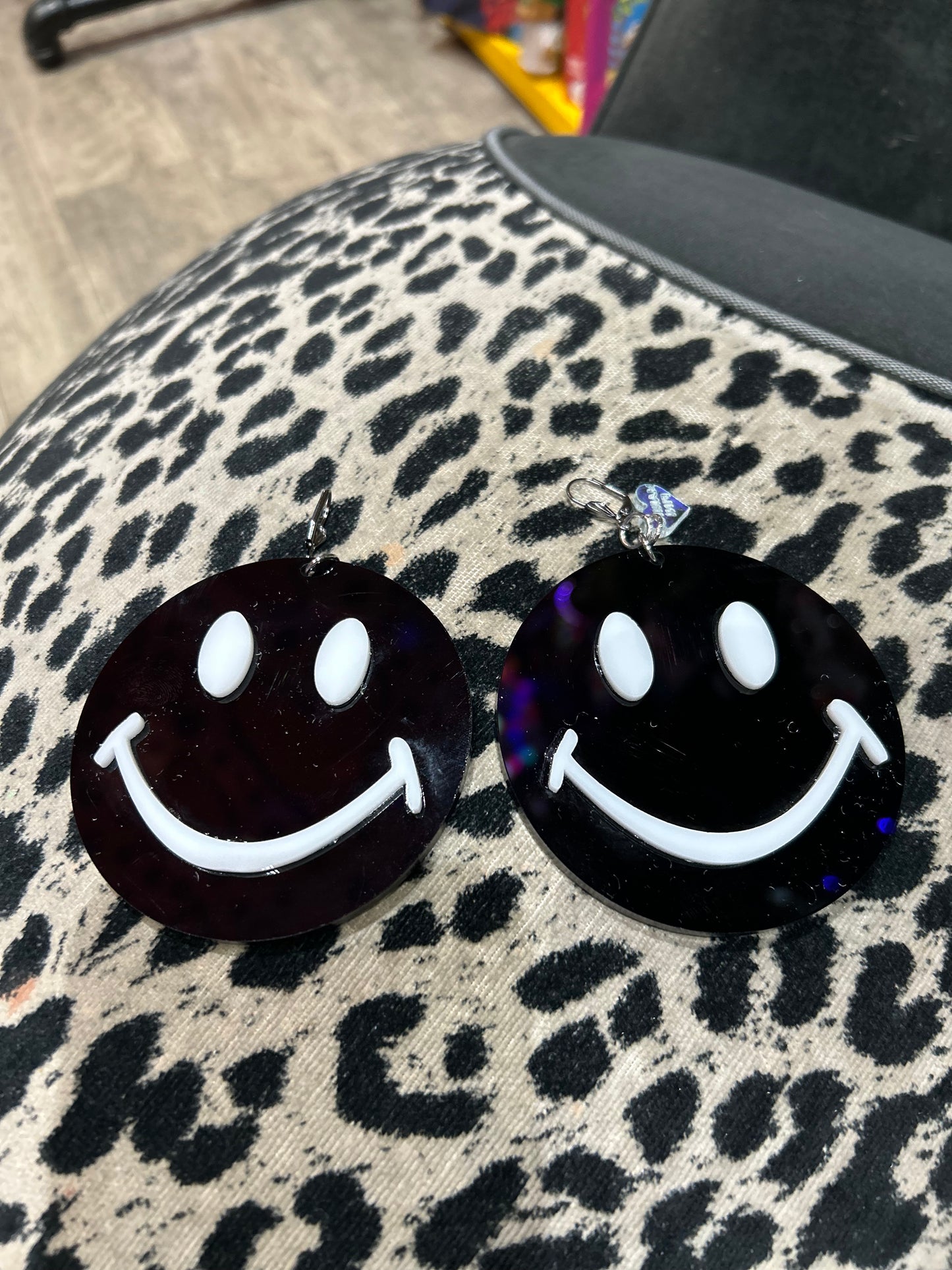 Black And White Smiley Face Earrings - Spark Pretty