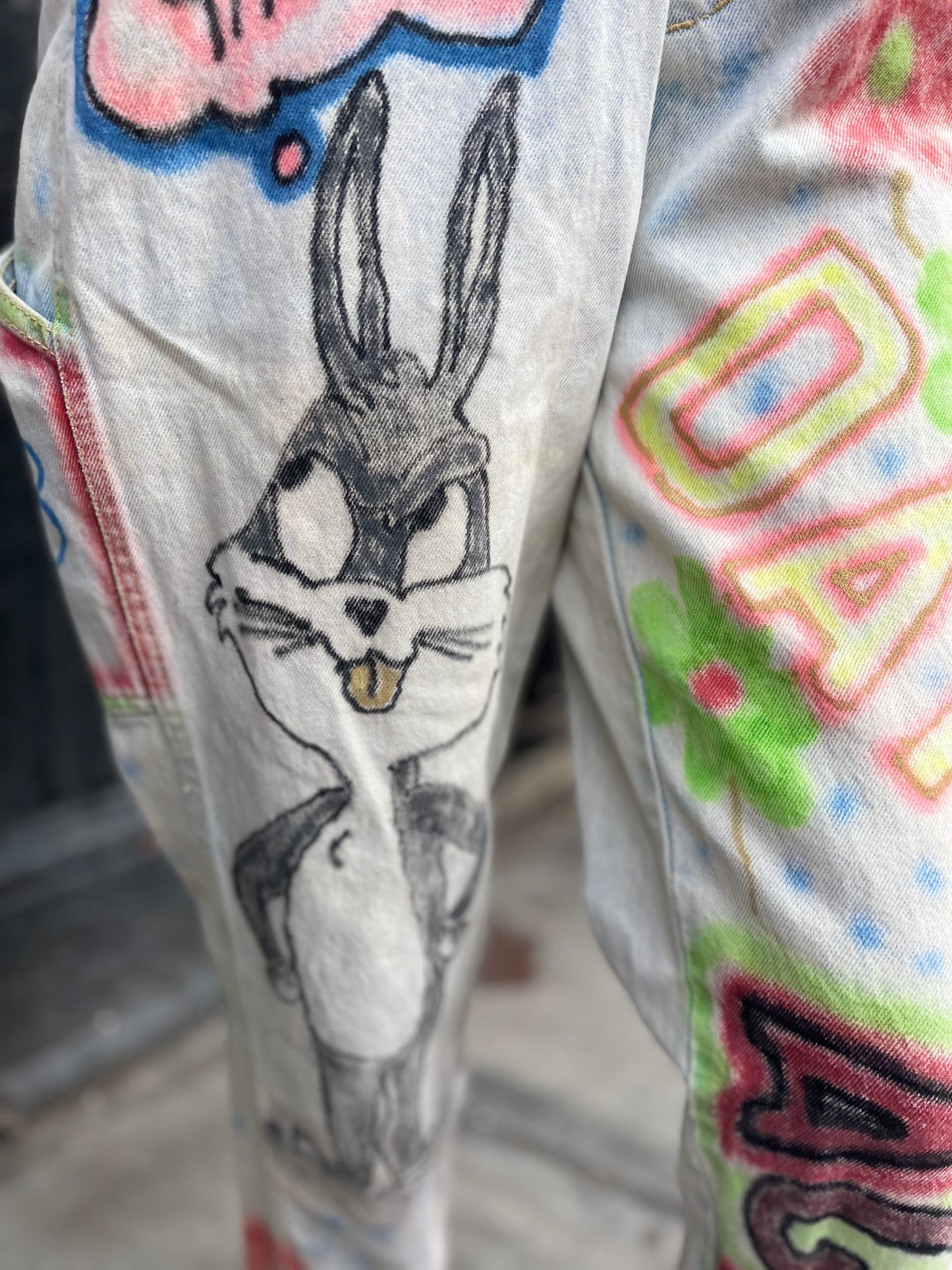 Vintage 90s Hand Illustrated Overalls - Spark Pretty