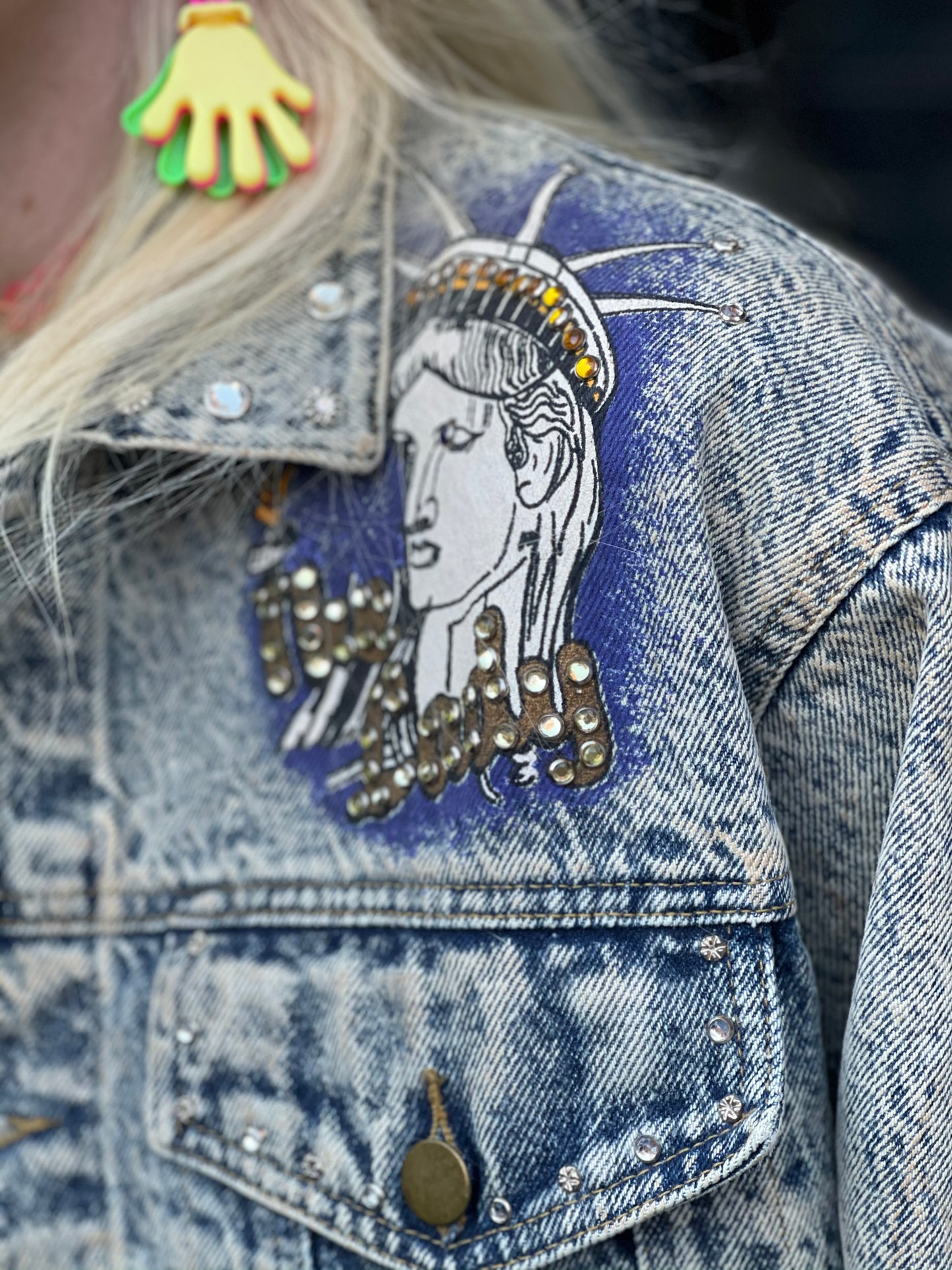 Vintage 80s New York Painted and Studded jacket - Spark Pretty