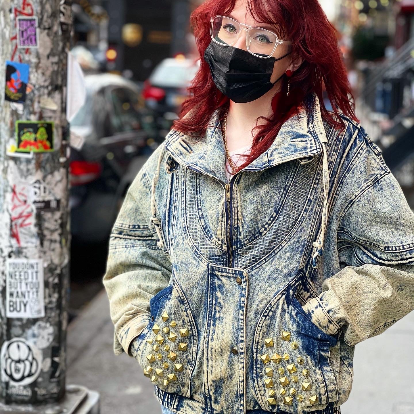 Vintage 80s Acid Wash Spikey Wolf Jacket - Spark Pretty