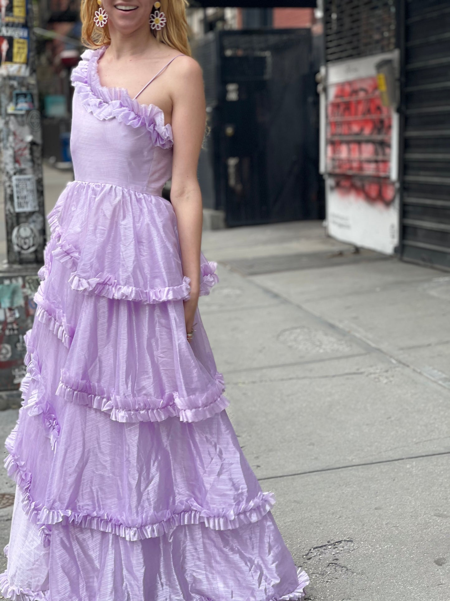 Vintage 80s Pastel Lavender Ruffle Party Dress - Spark Pretty