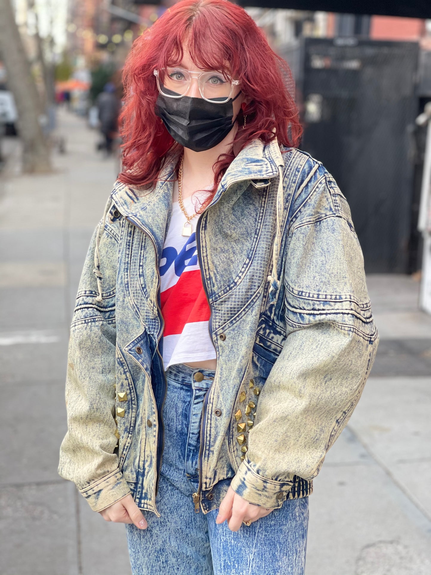 Vintage 80s Acid Wash Spikey Wolf Jacket - Spark Pretty