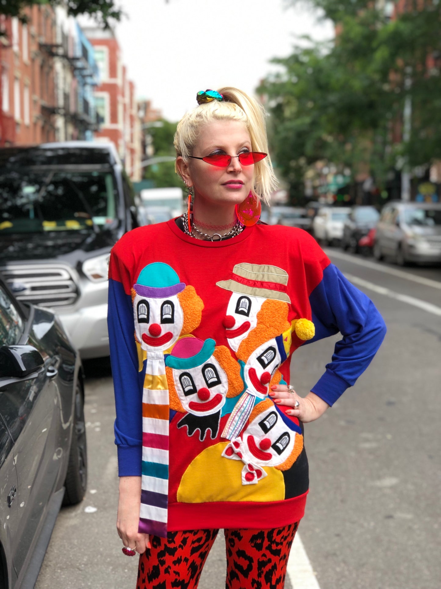 Vintage 80s Clown Sweatshirt patchwork sweater top - Spark Pretty