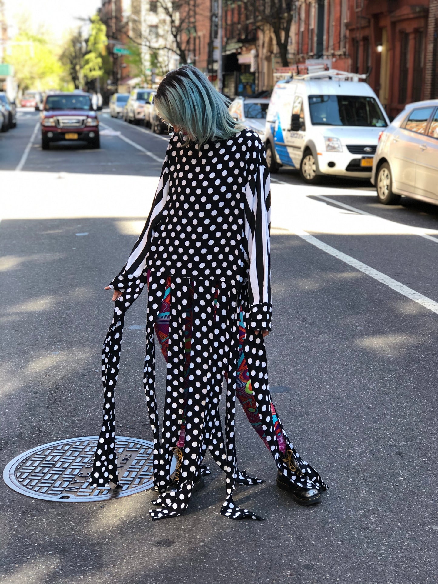 Vintage 80s Draped Polka Dot Long Fringe Blouse - Spark Pretty