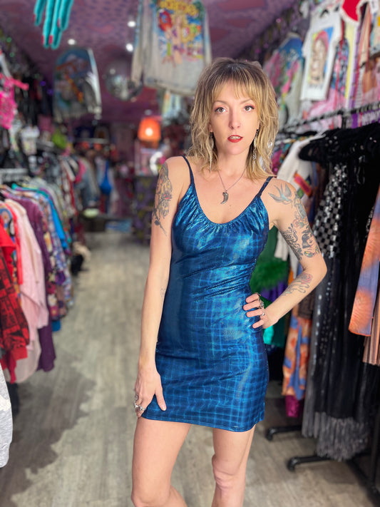 Vintage 90’s Metallic Hologram Mini Dress - Spark Pretty