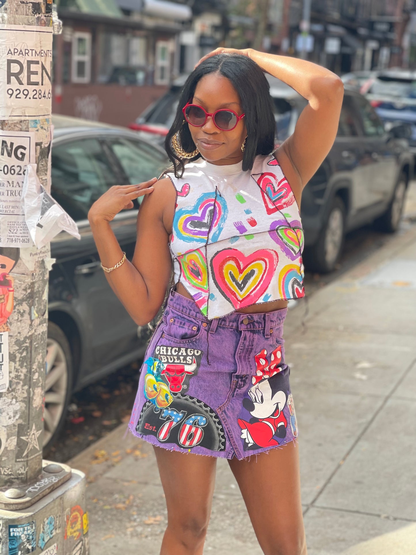 Reworked Purple Vintage Denim Mini Skirt - Spark Pretty