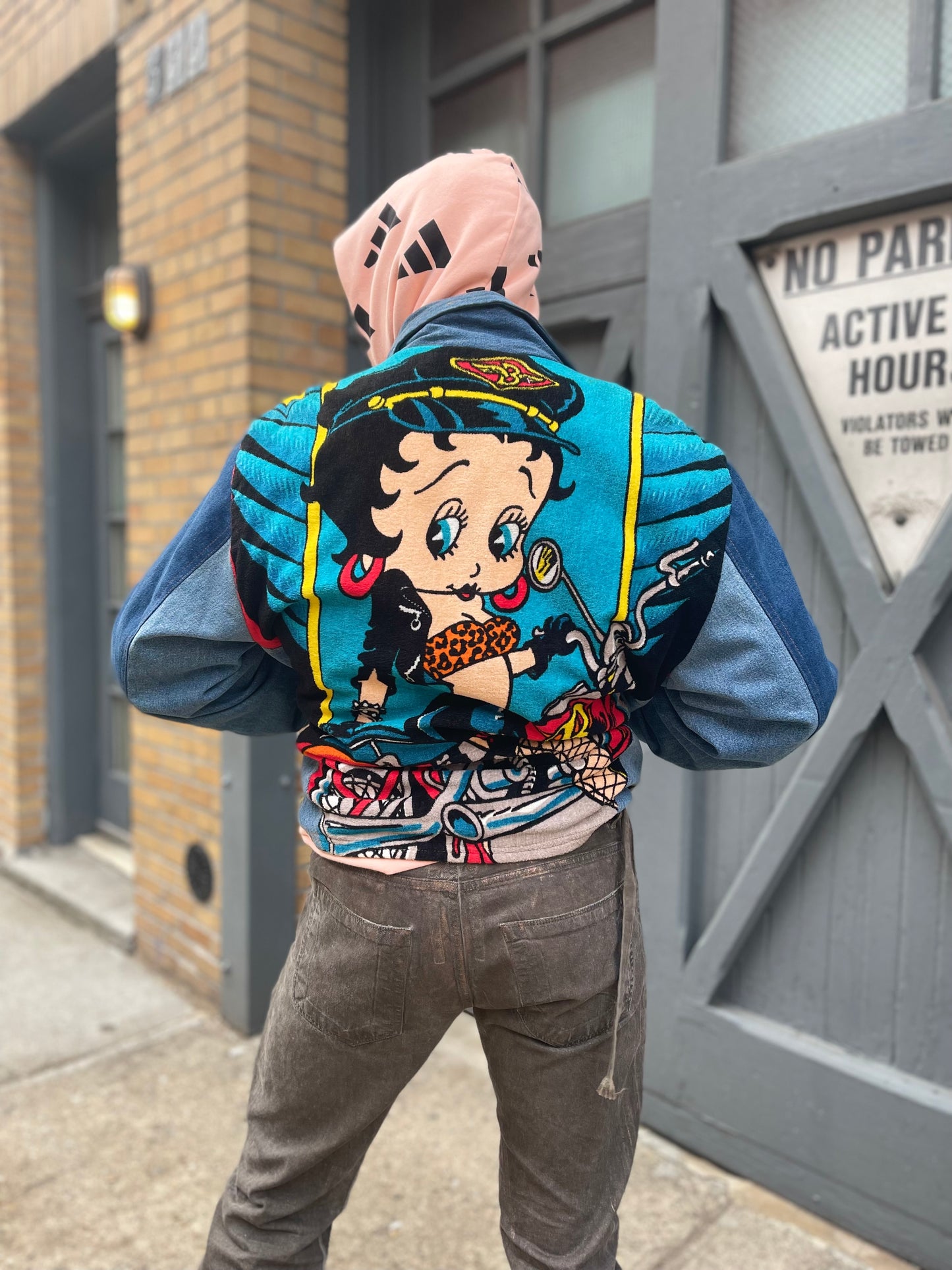 Vintage 80s Patchwork Biker Boop Jean Jacket - Spark Pretty